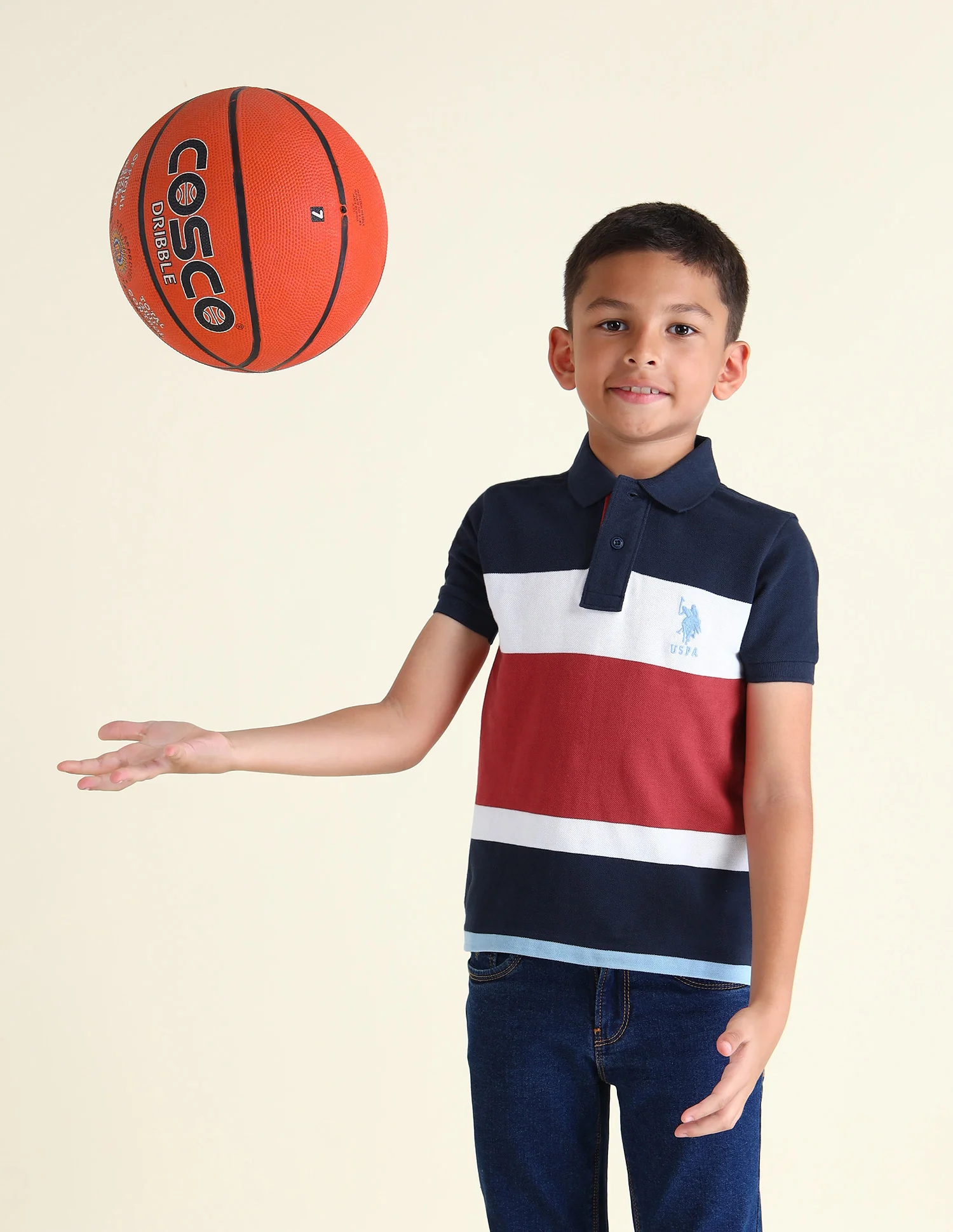 Boys Colour Block Regular Fit Polo Shirts