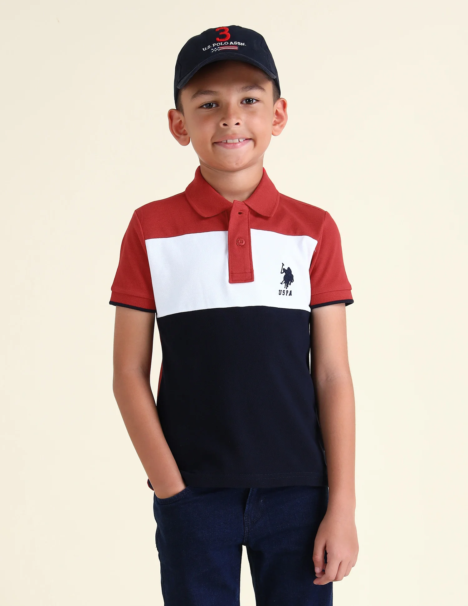 Boys Colour Block Regular Fit Polo Shirts
