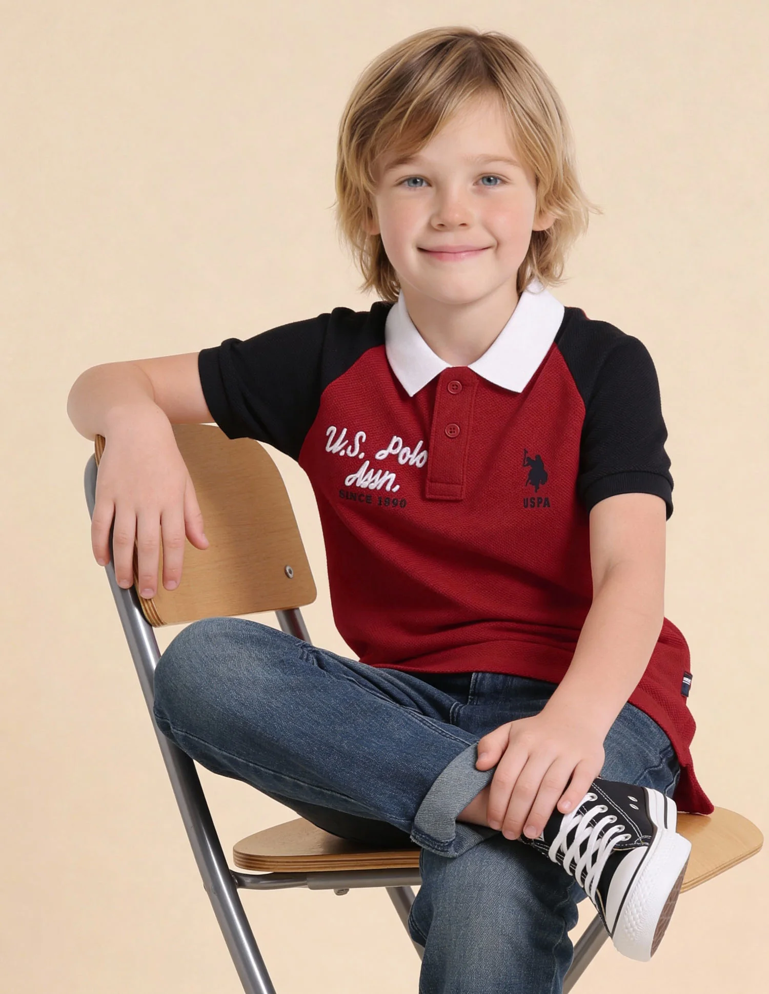 Boys Colour Block Regular Fit Polo Shirt