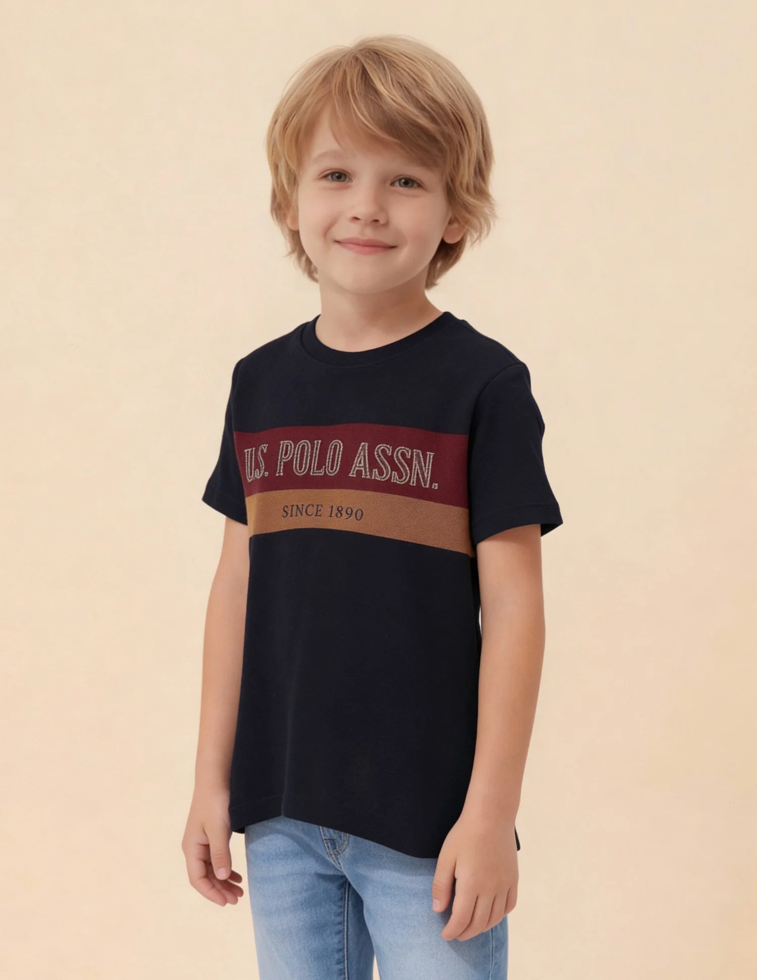 Boys Colour blocked Brand Embroidered T-Shirt - Image 4