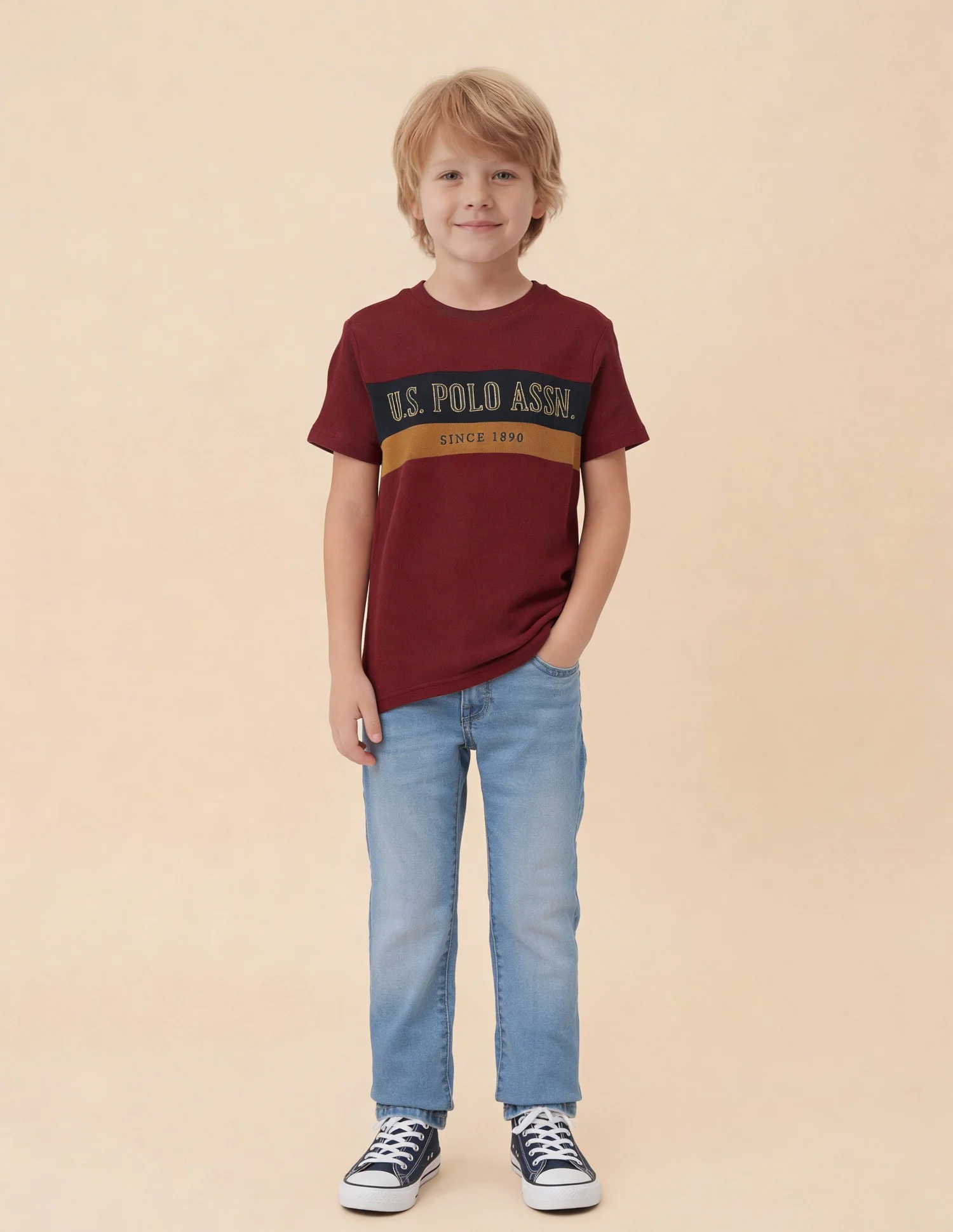 Boys Colour blocked Brand Embroidered T-Shirt - Image 3
