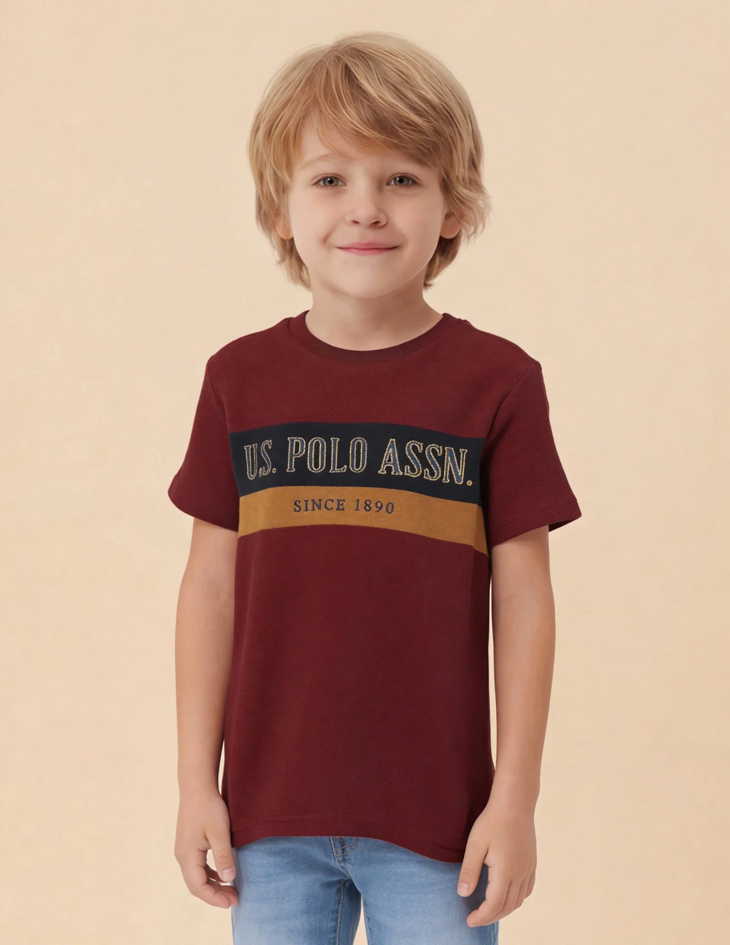 Boys Colour blocked Brand Embroidered T-Shirt - Image 4