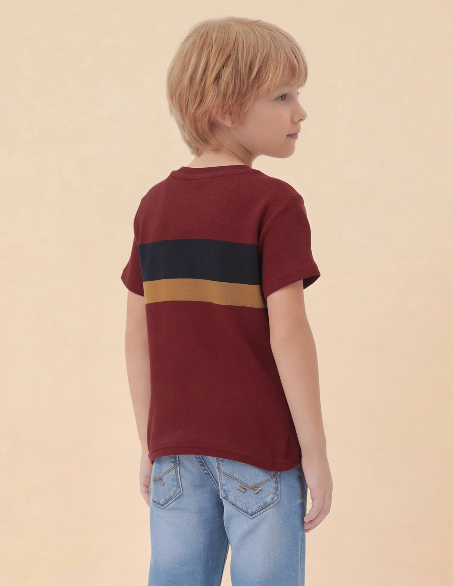 Boys Colour blocked Brand Embroidered T-Shirt - Image 5