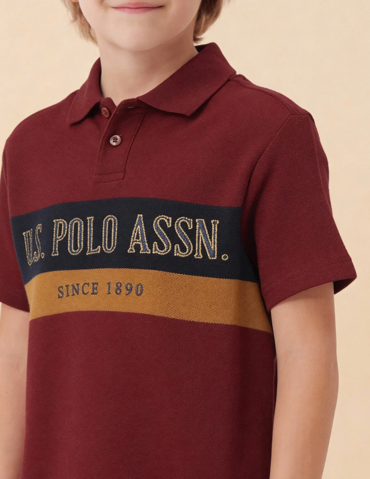 Boys Colour blocked Brand Embroidered T-Shirt - Image 6
