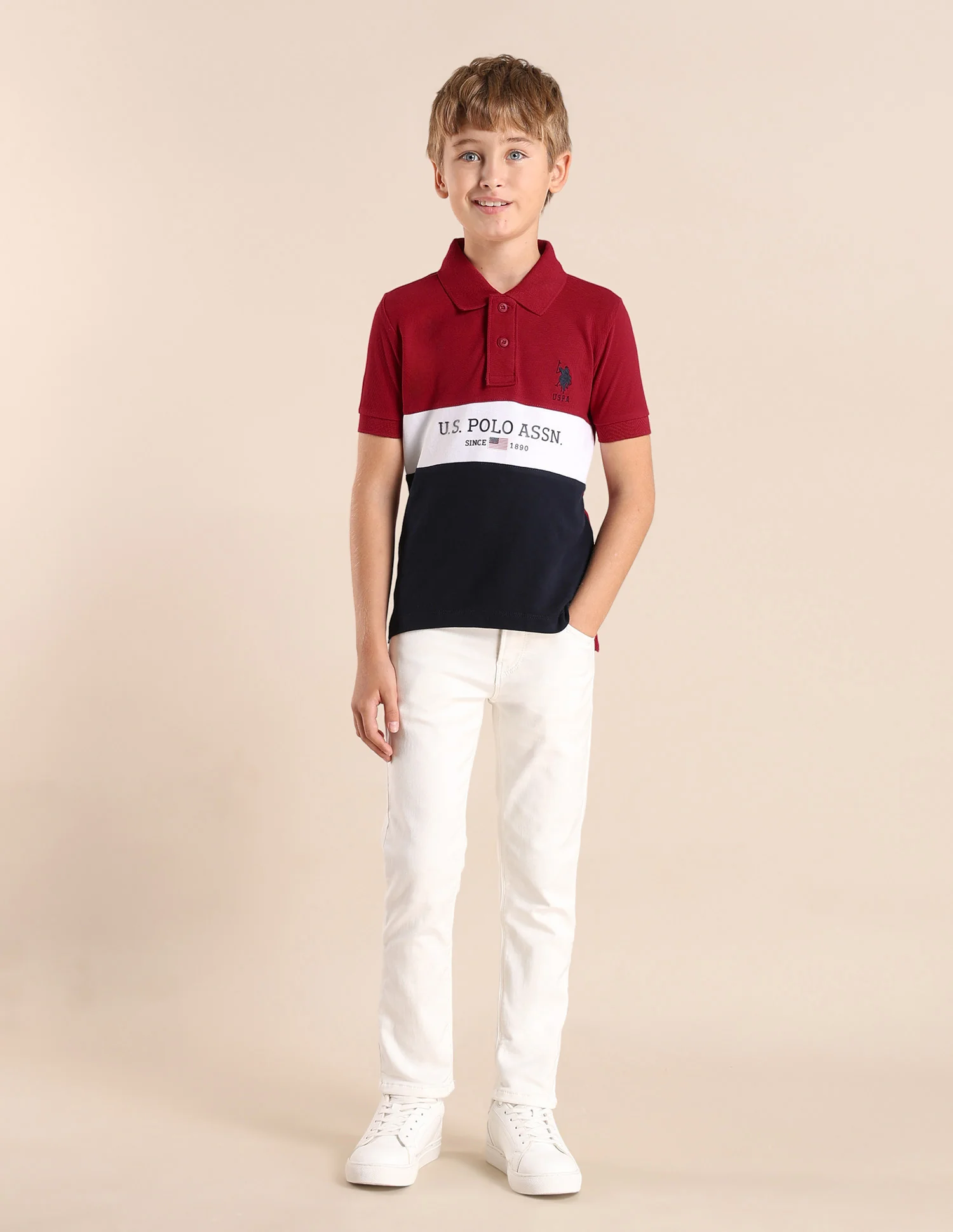 Boys Colourblock Regular Fit Polo Shirt - Image 3