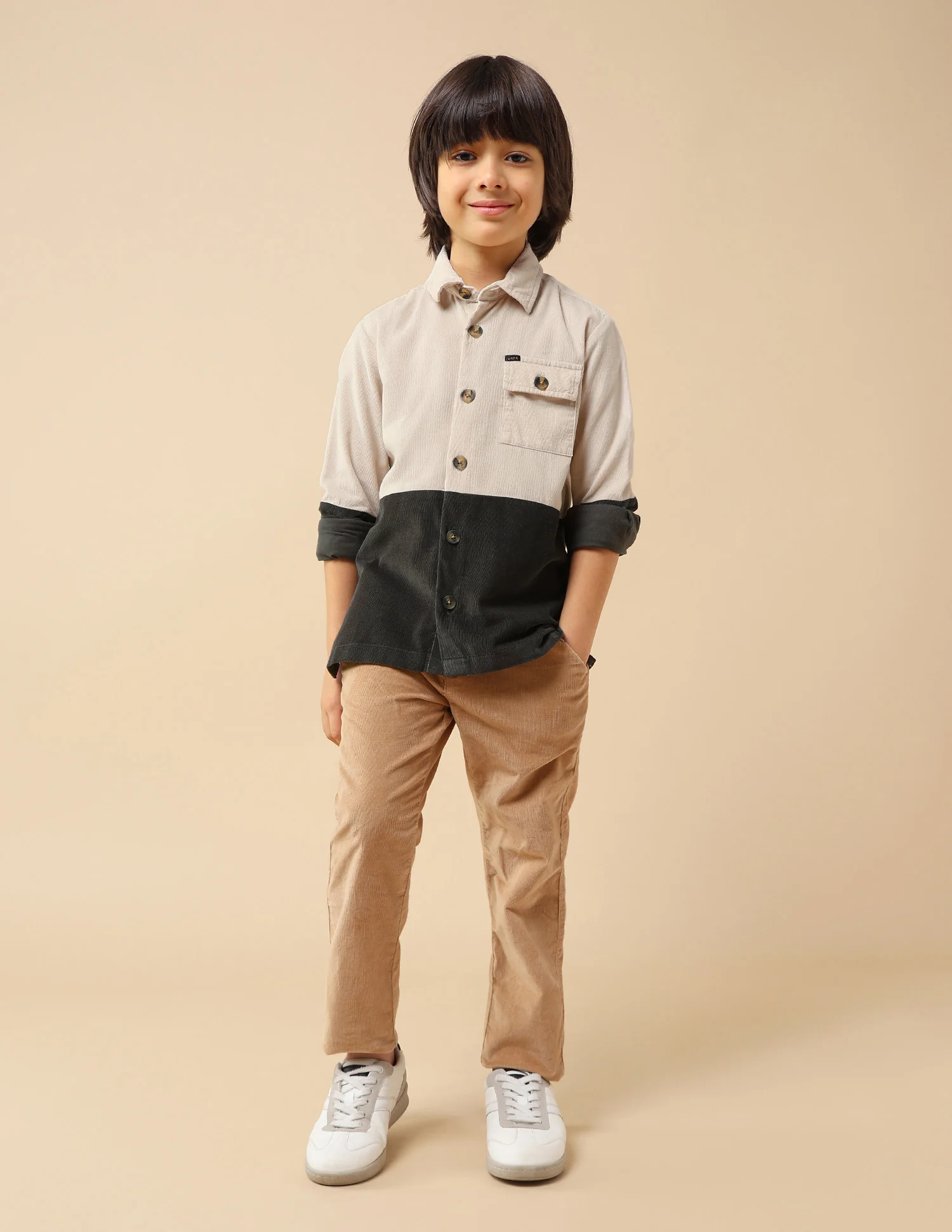 Boys Colourblocked Corduroy Shirt - Image 3