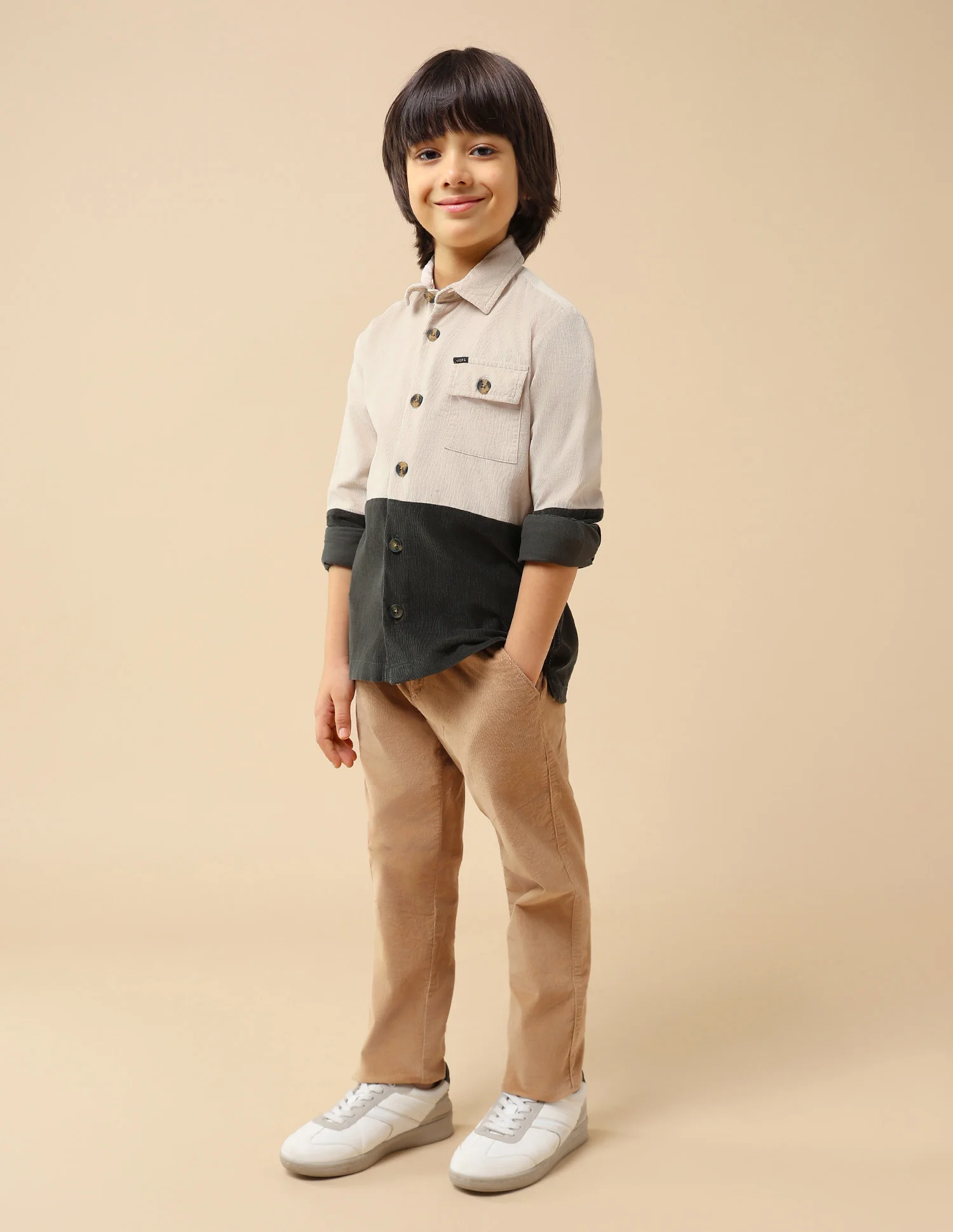 Boys Colourblocked Corduroy Shirt - Image 4