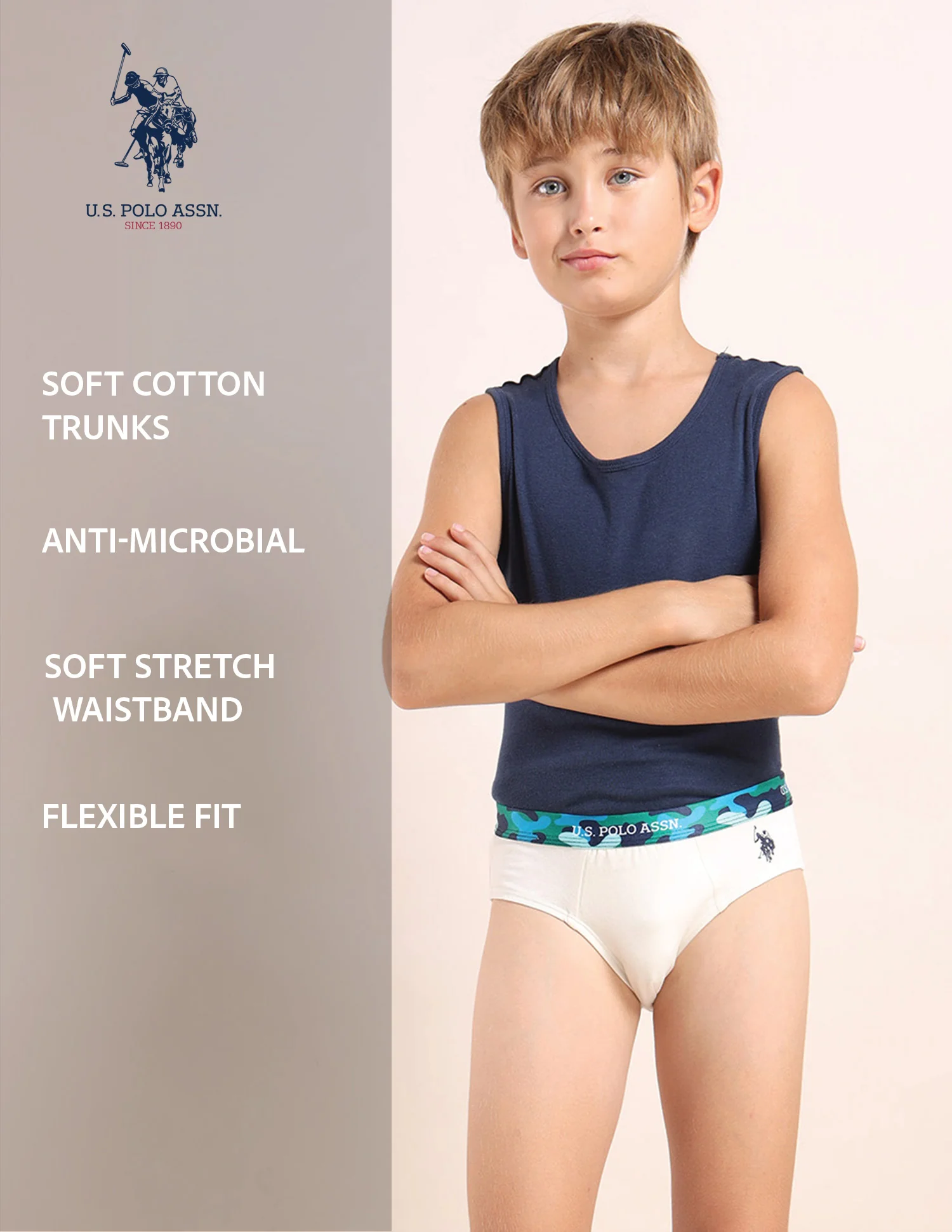 Boys Cotton Spandex Solid Briefs - Pack Of 5 - Image 13