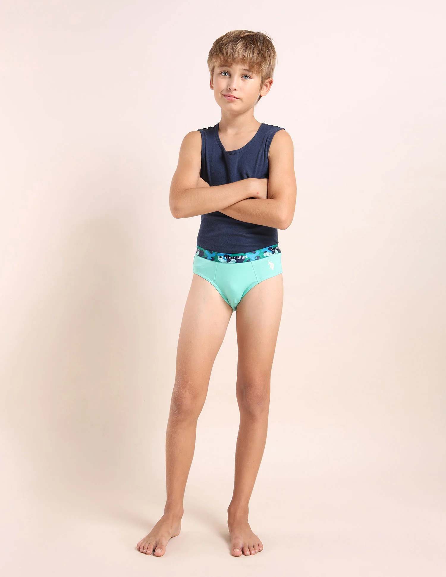 Boys Cotton Spandex Solid Briefs - Pack Of 5 - Image 12
