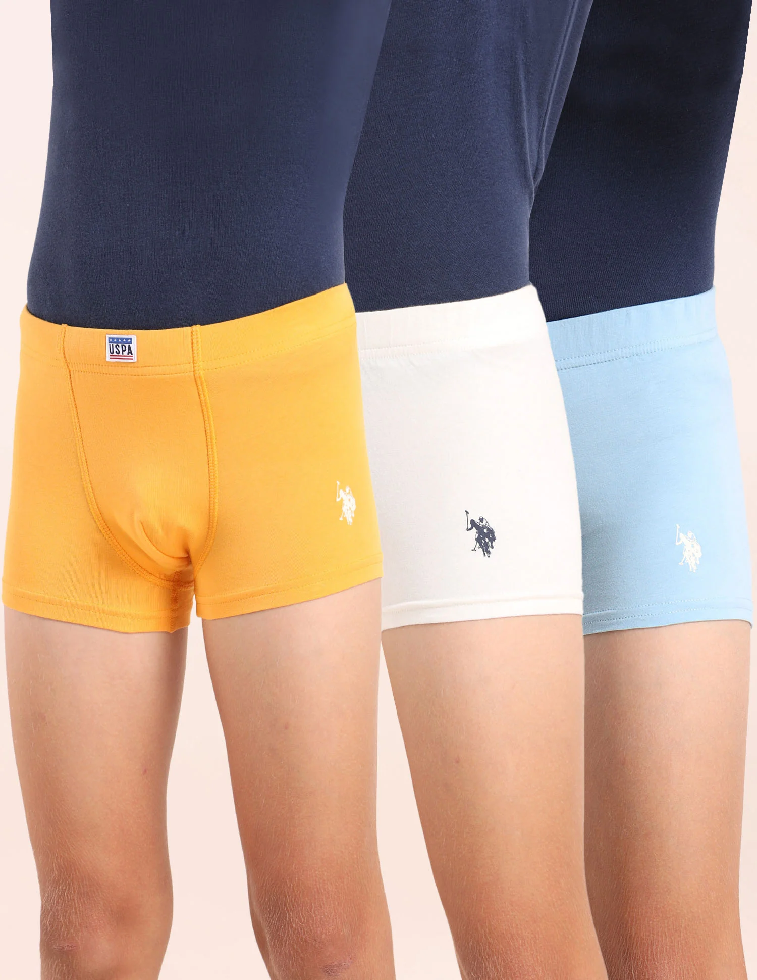 Boys Cotton Spandex Solid Trunks - Pack Of 3 - Image 11