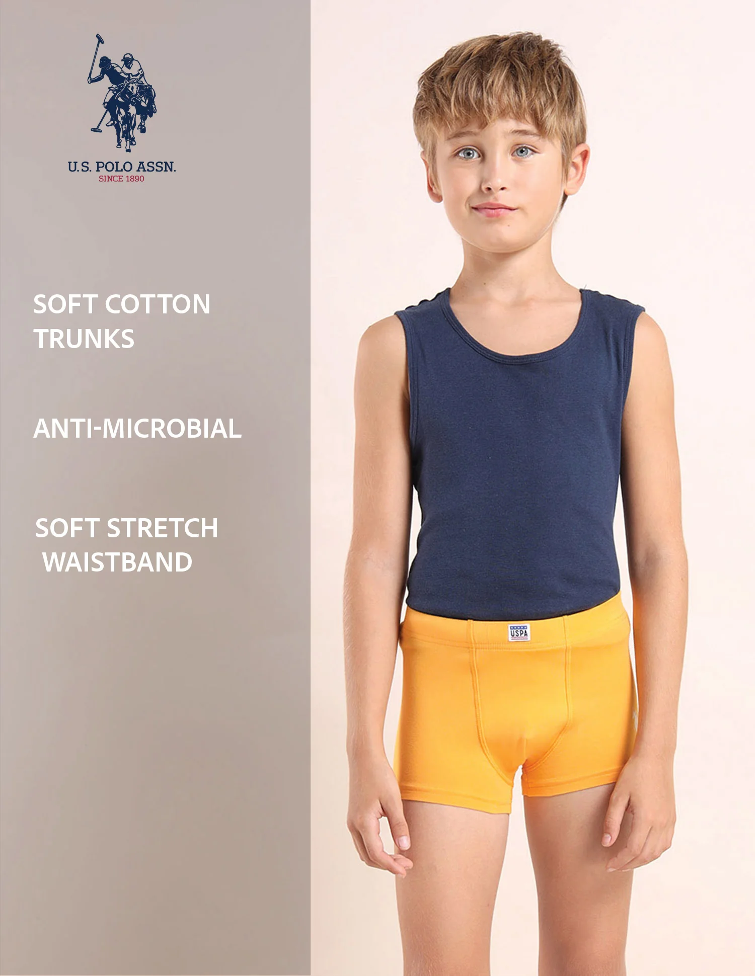 Boys Cotton Spandex Solid Trunks - Pack Of 3 - Image 12