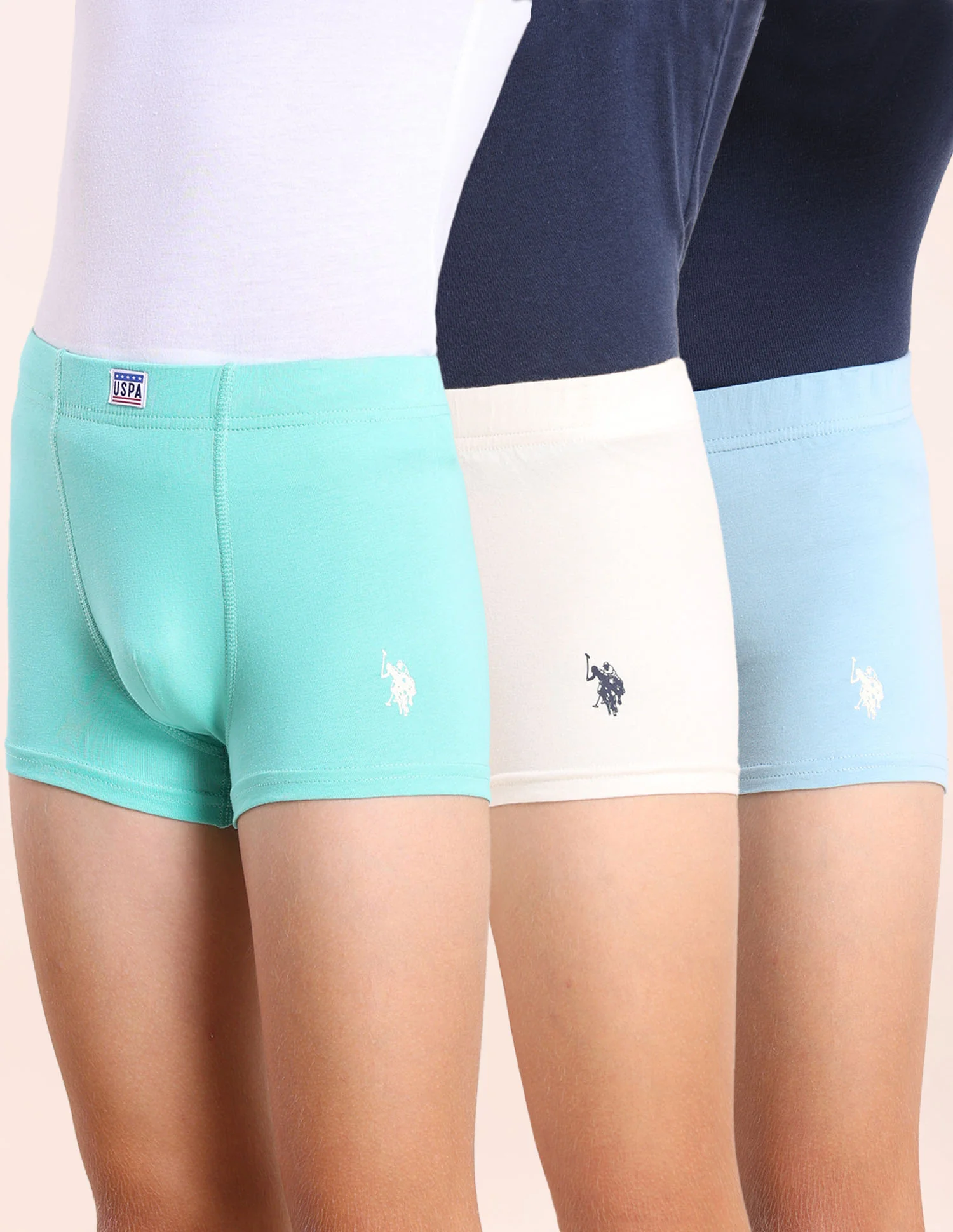 Boys Cotton Spandex Solid Trunks - Pack Of 3 - Image 11
