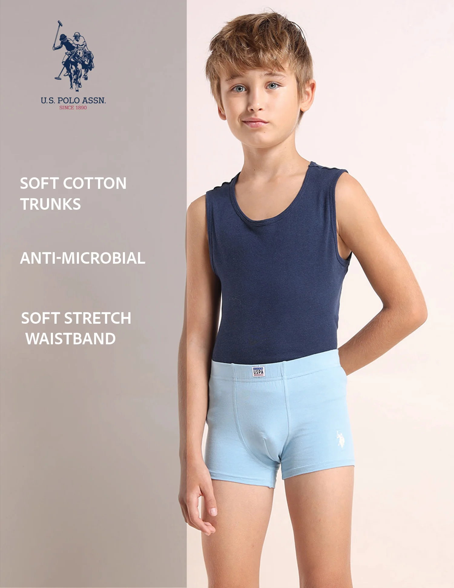 Boys Cotton Spandex Solid Trunks - Pack Of 3 - Image 12