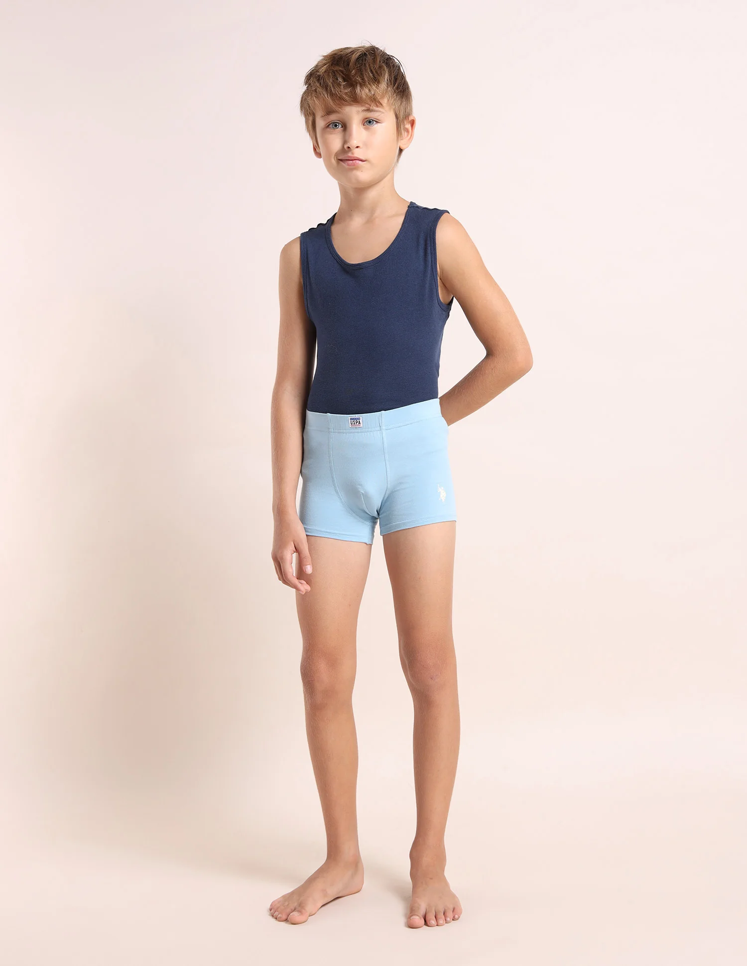 Boys Cotton Spandex Solid Trunks - Pack Of 3 - Image 9