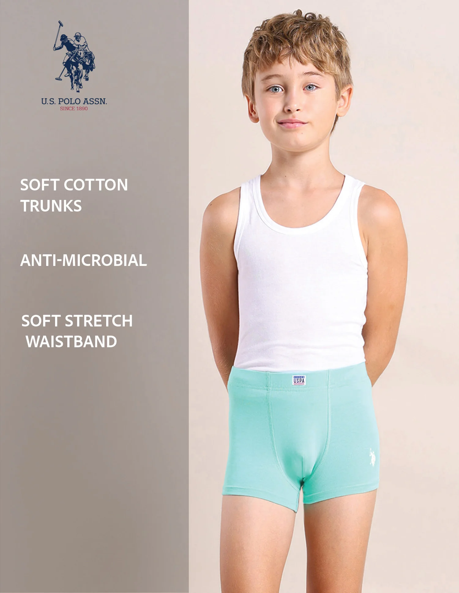 Boys Cotton Spandex Solid Trunks - Pack Of 3 - Image 12