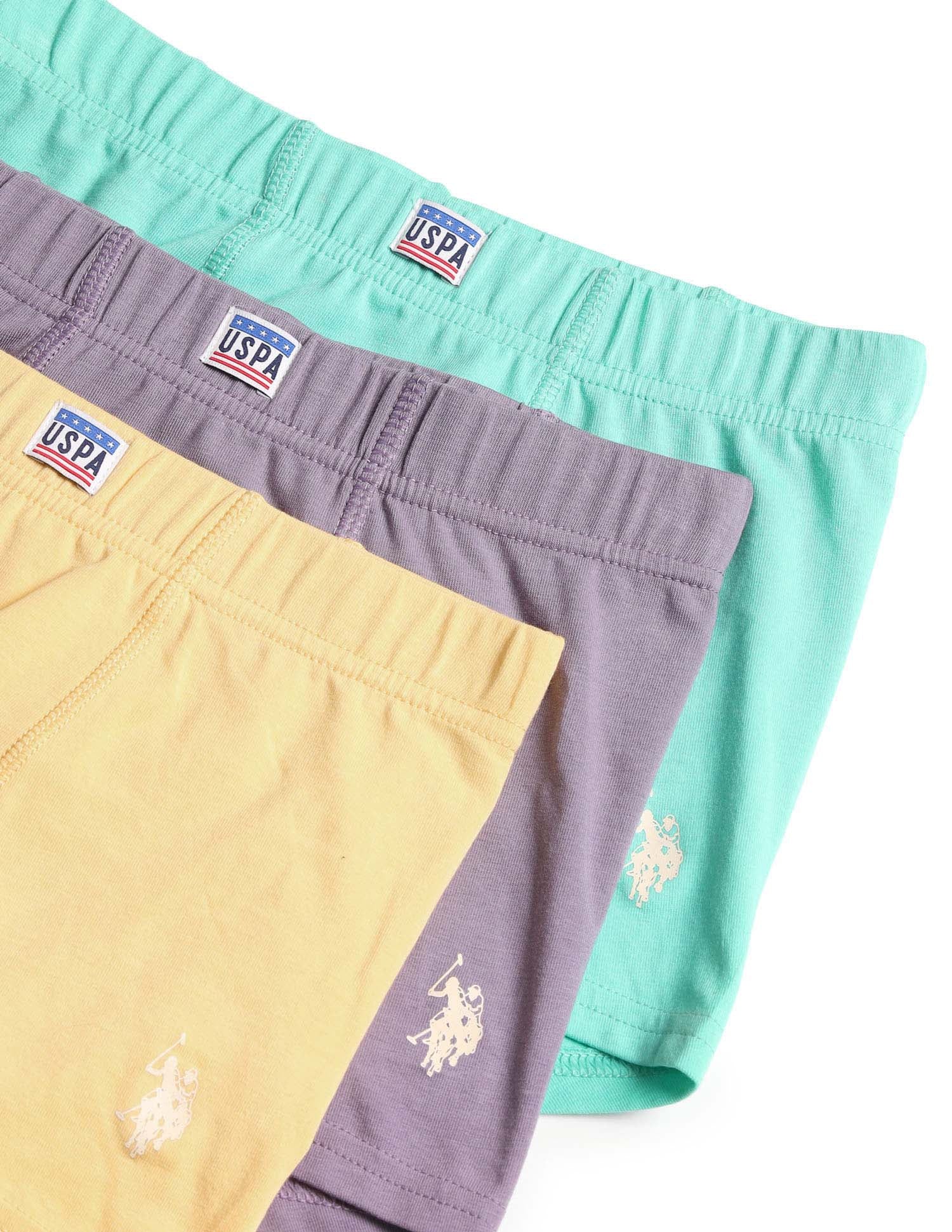 Boys Cotton Spandex Solid Trunks - Pack Of 3 - Image 2