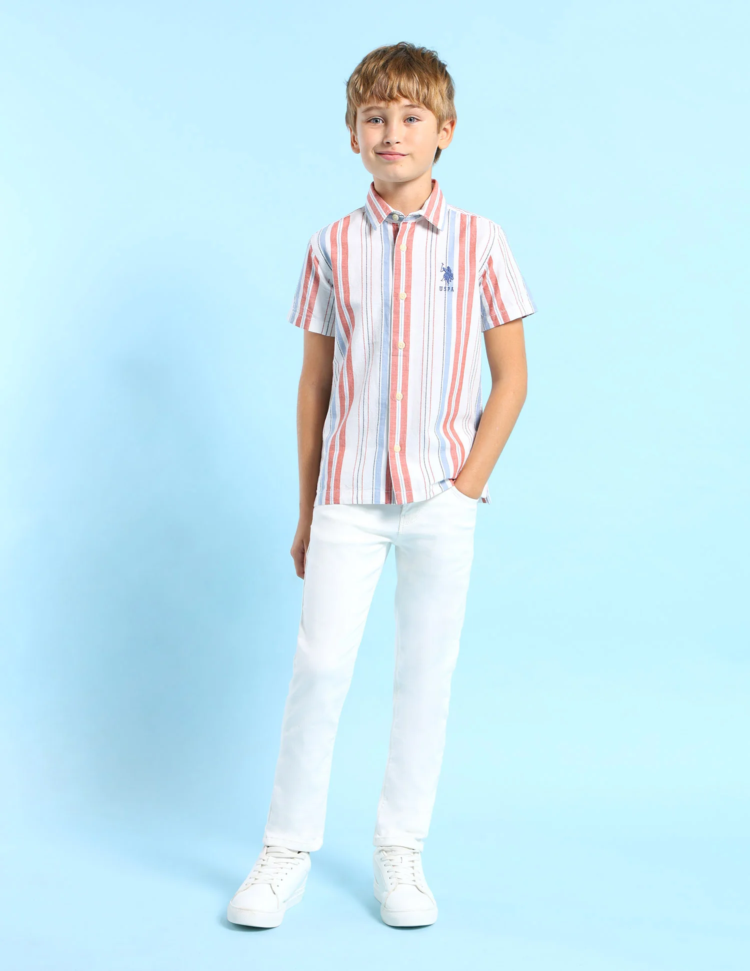 Boys Dobby Vertical Striped Shirt - Image 3
