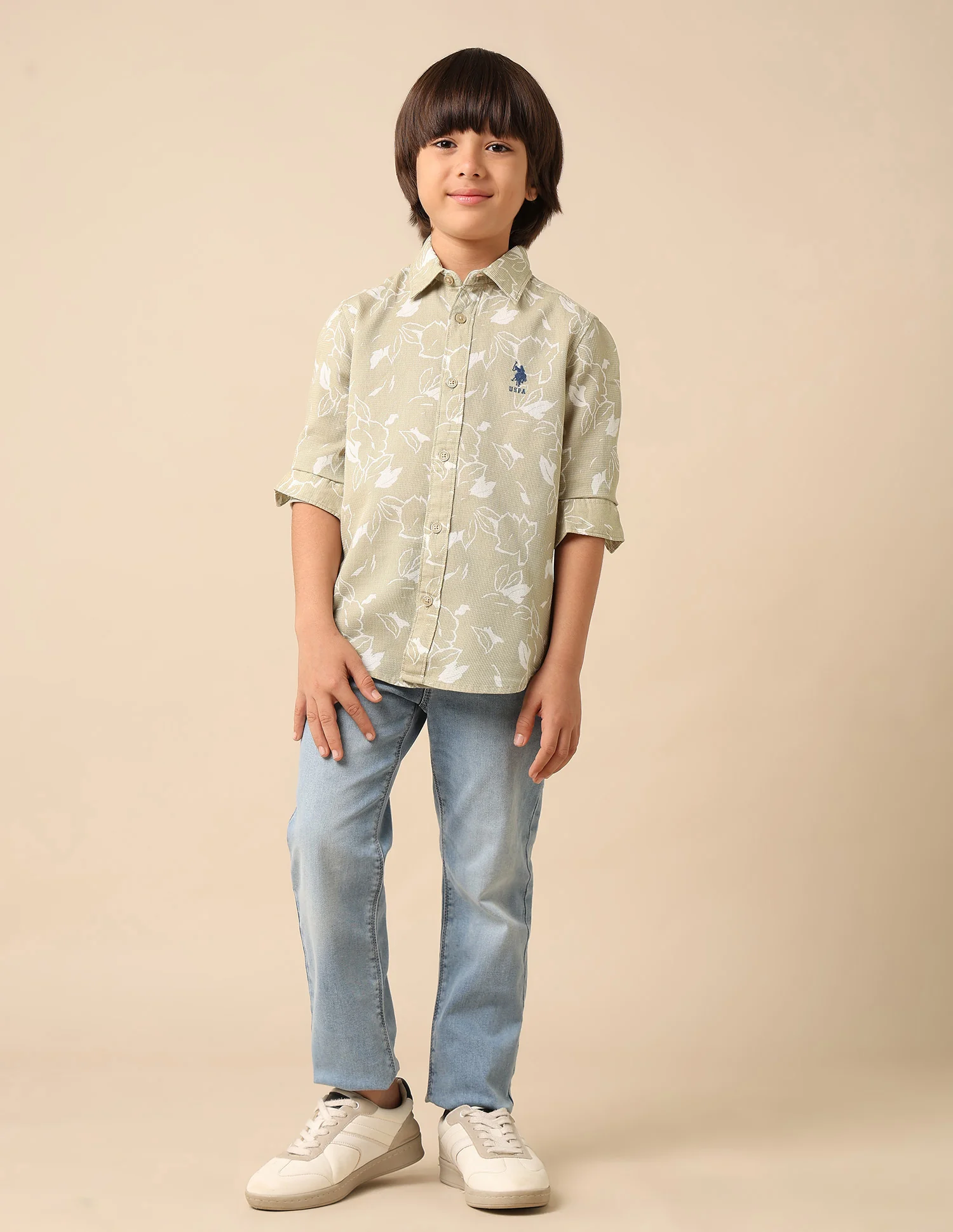 Boys Floral Printed Dobby Shirt - Image 3
