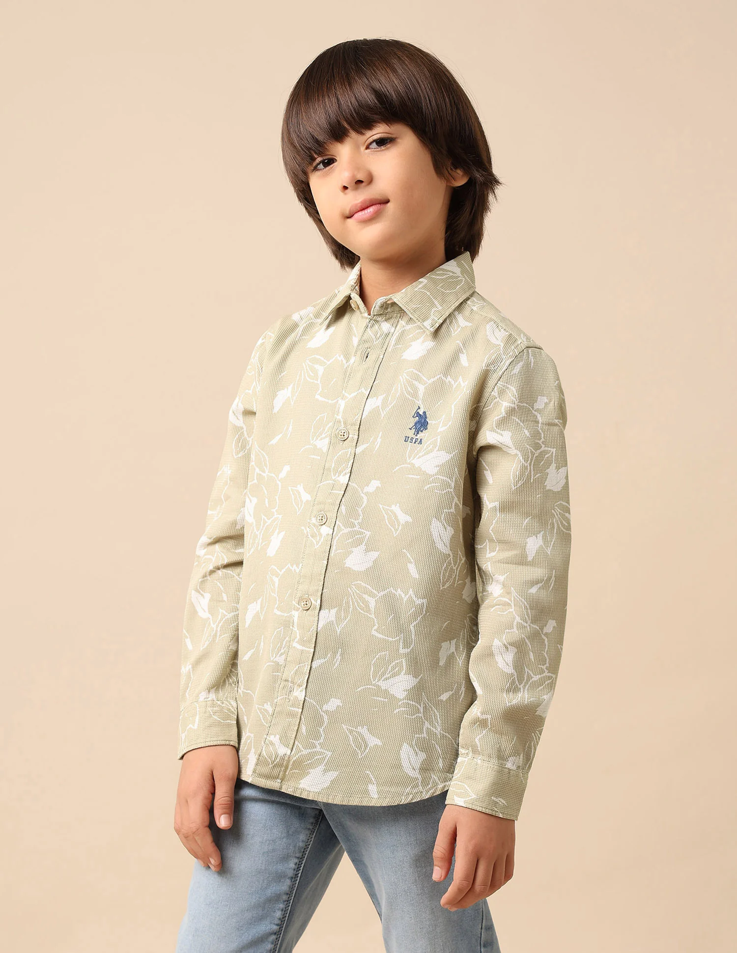 Boys Floral Printed Dobby Shirt - Image 4