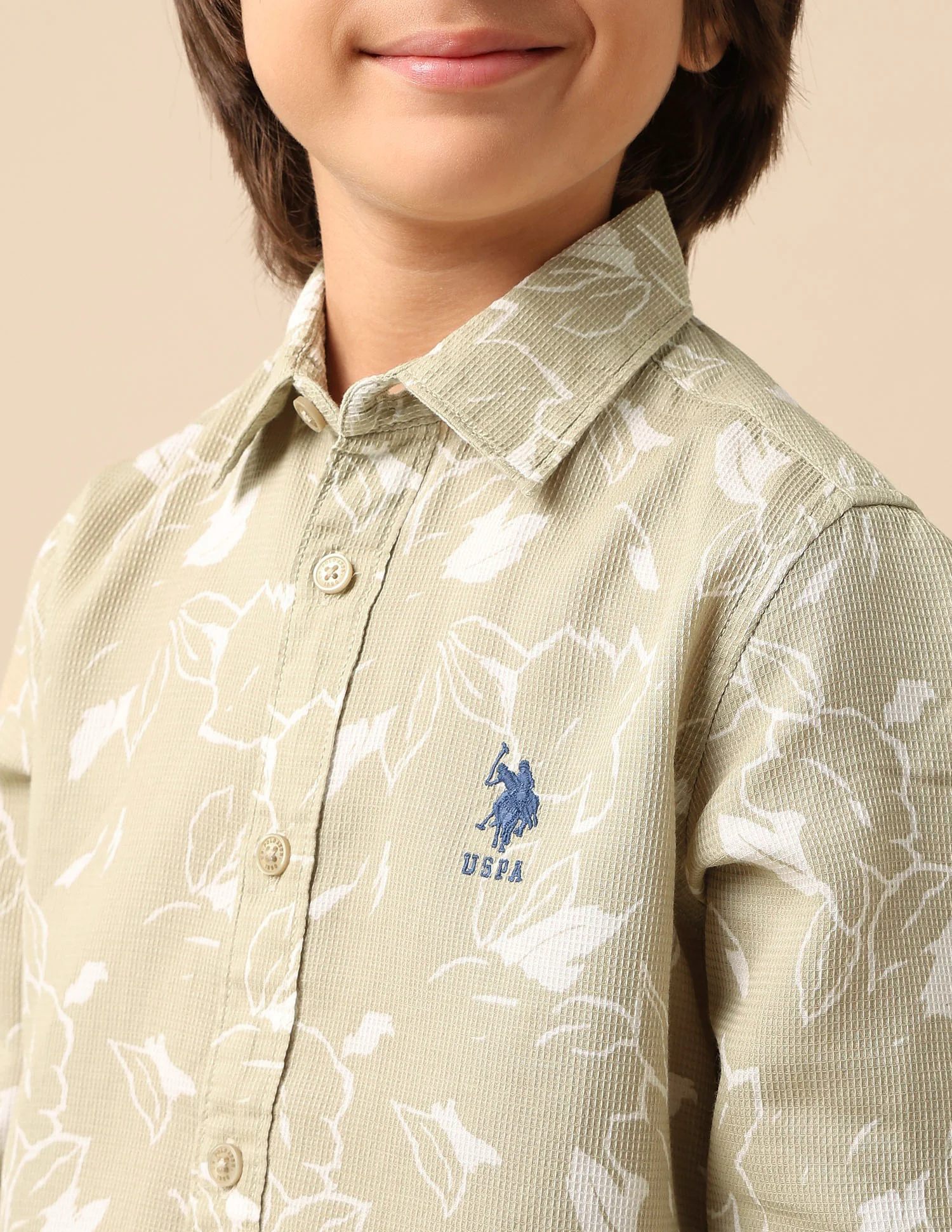 Boys Floral Printed Dobby Shirt - Image 6