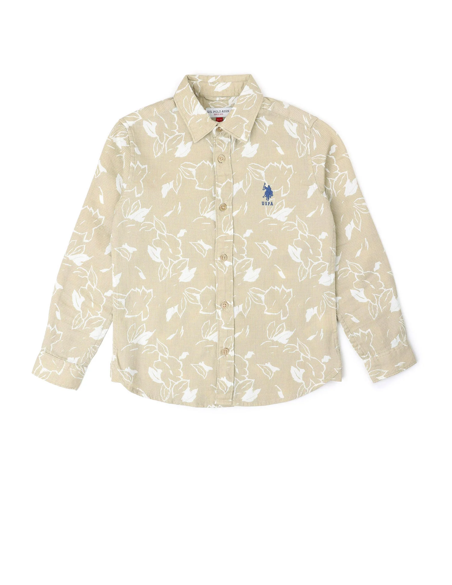 Boys Floral Printed Dobby Shirt - Image 7