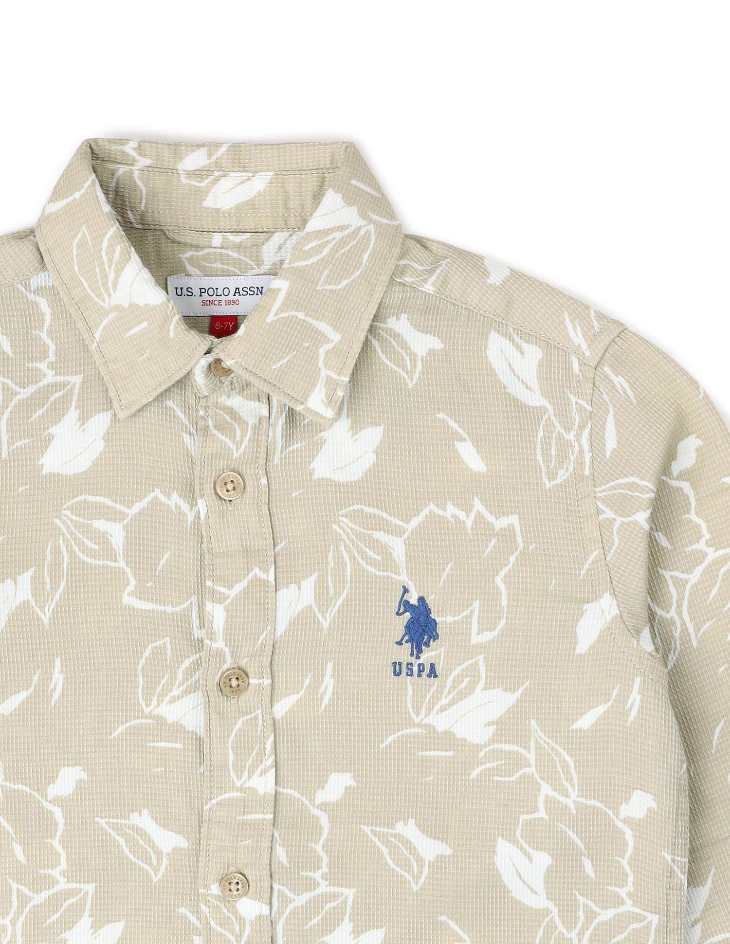 Boys Floral Printed Dobby Shirt - Image 9