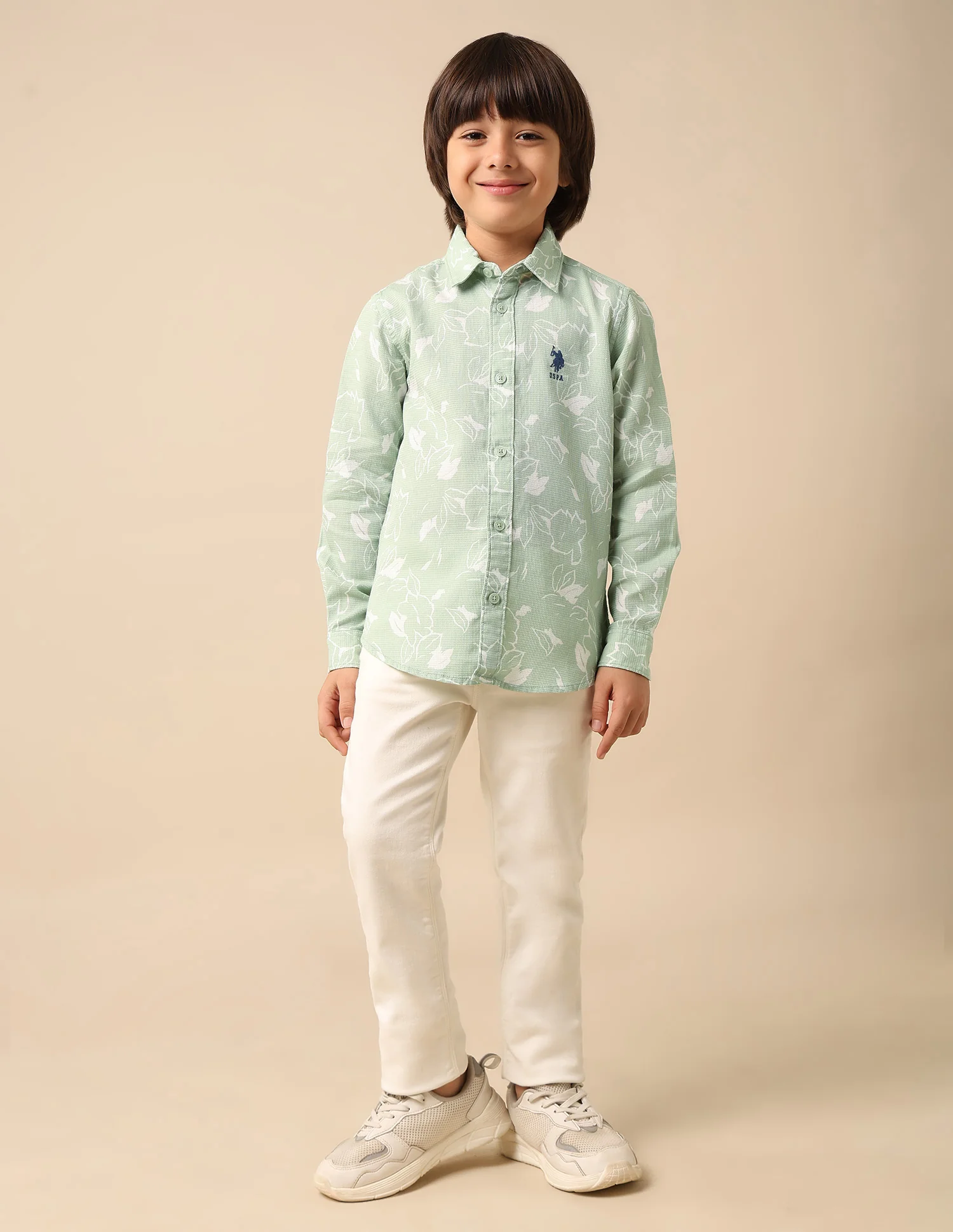 Boys Floral Printed Dobby Shirt - Image 3