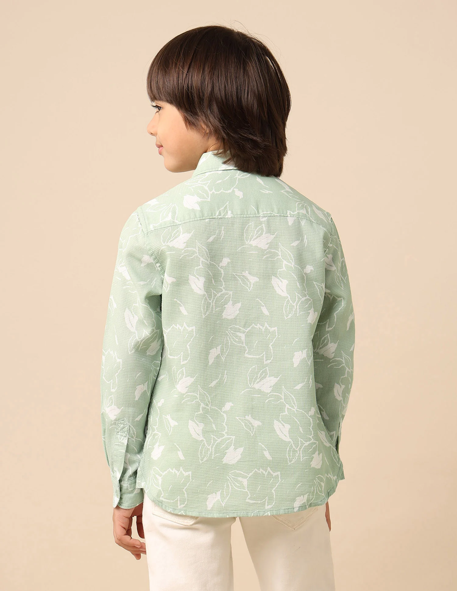 Boys Floral Printed Dobby Shirt - Image 5