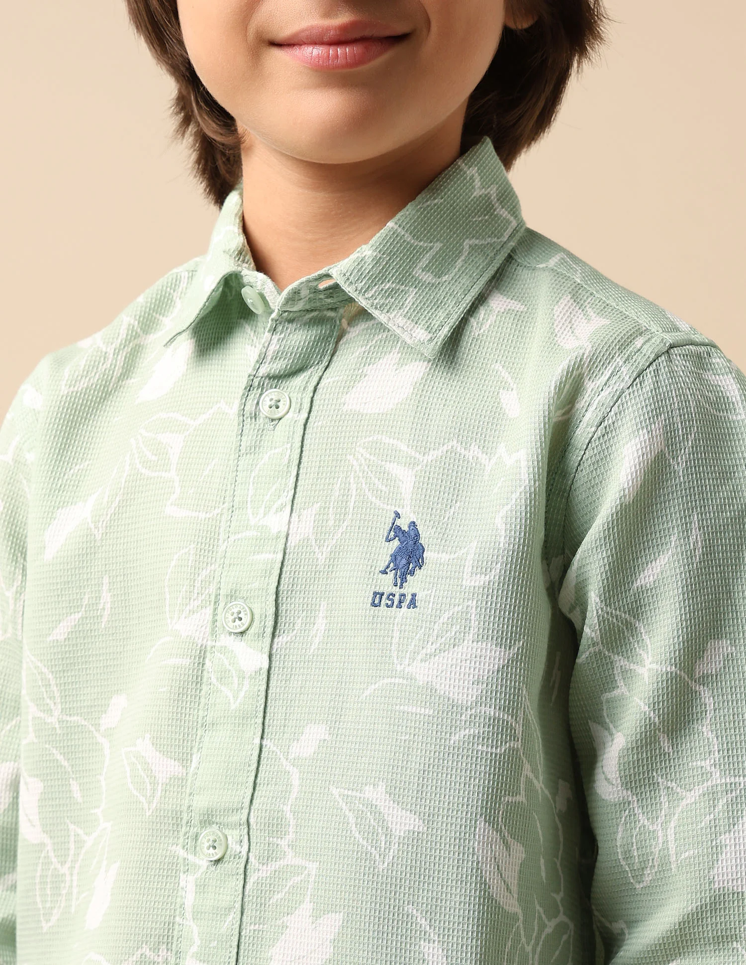 Boys Floral Printed Dobby Shirt - Image 6