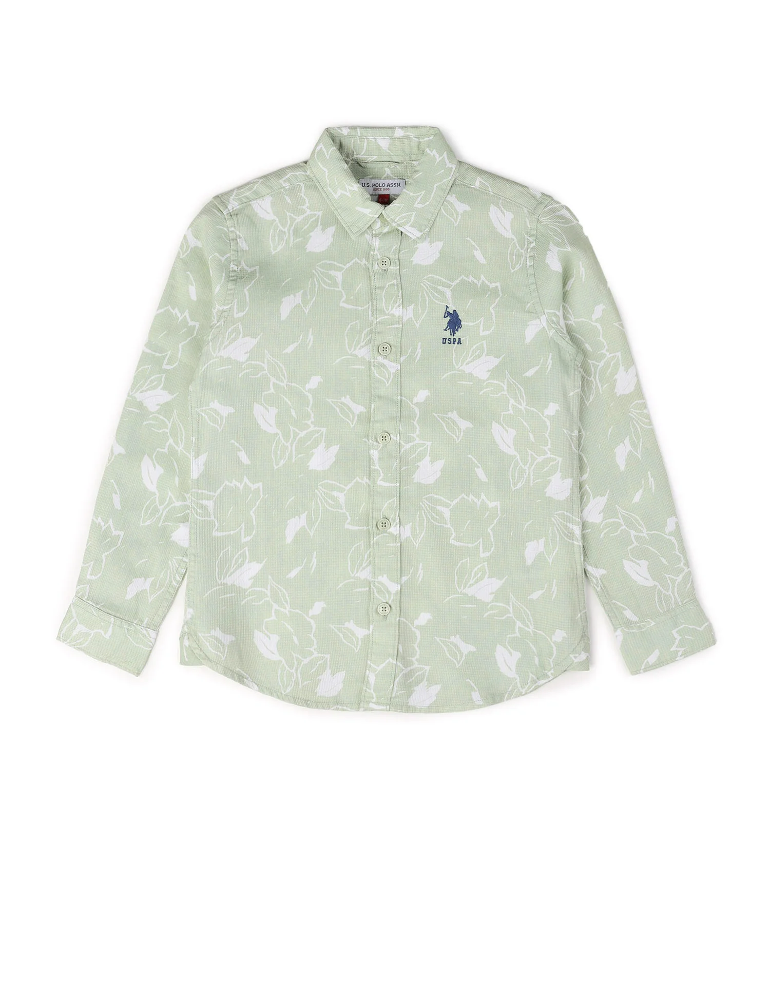 Boys Floral Printed Dobby Shirt - Image 7