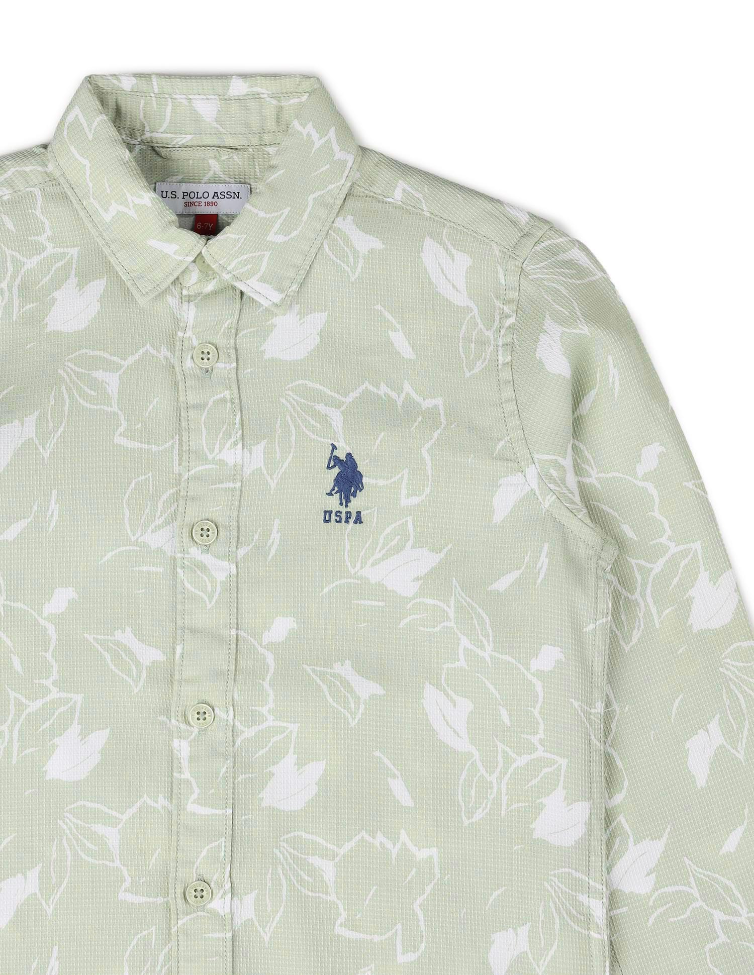 Boys Floral Printed Dobby Shirt - Image 9