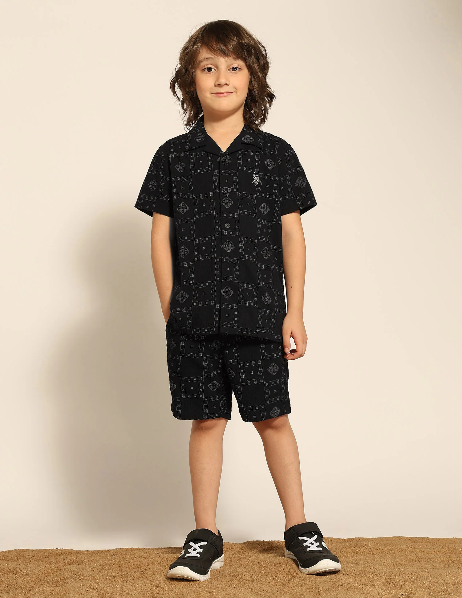 Boys Geometric Printed Cuban Shirt - Image 3
