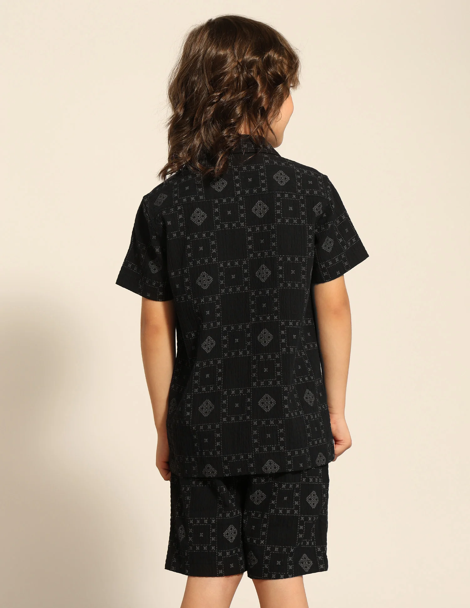 Boys Geometric Printed Cuban Shirt - Image 5