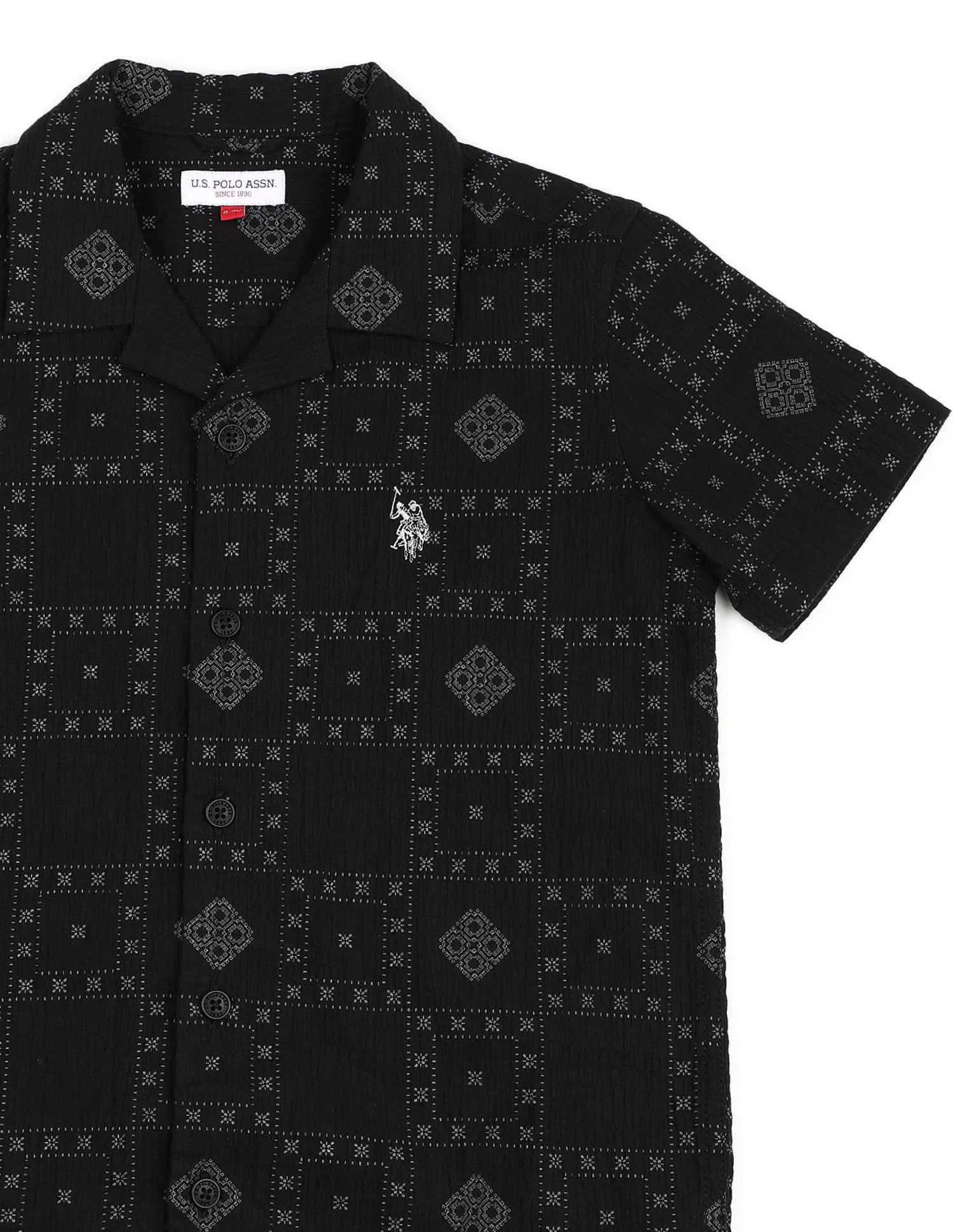 Boys Geometric Printed Cuban Shirt - Image 9