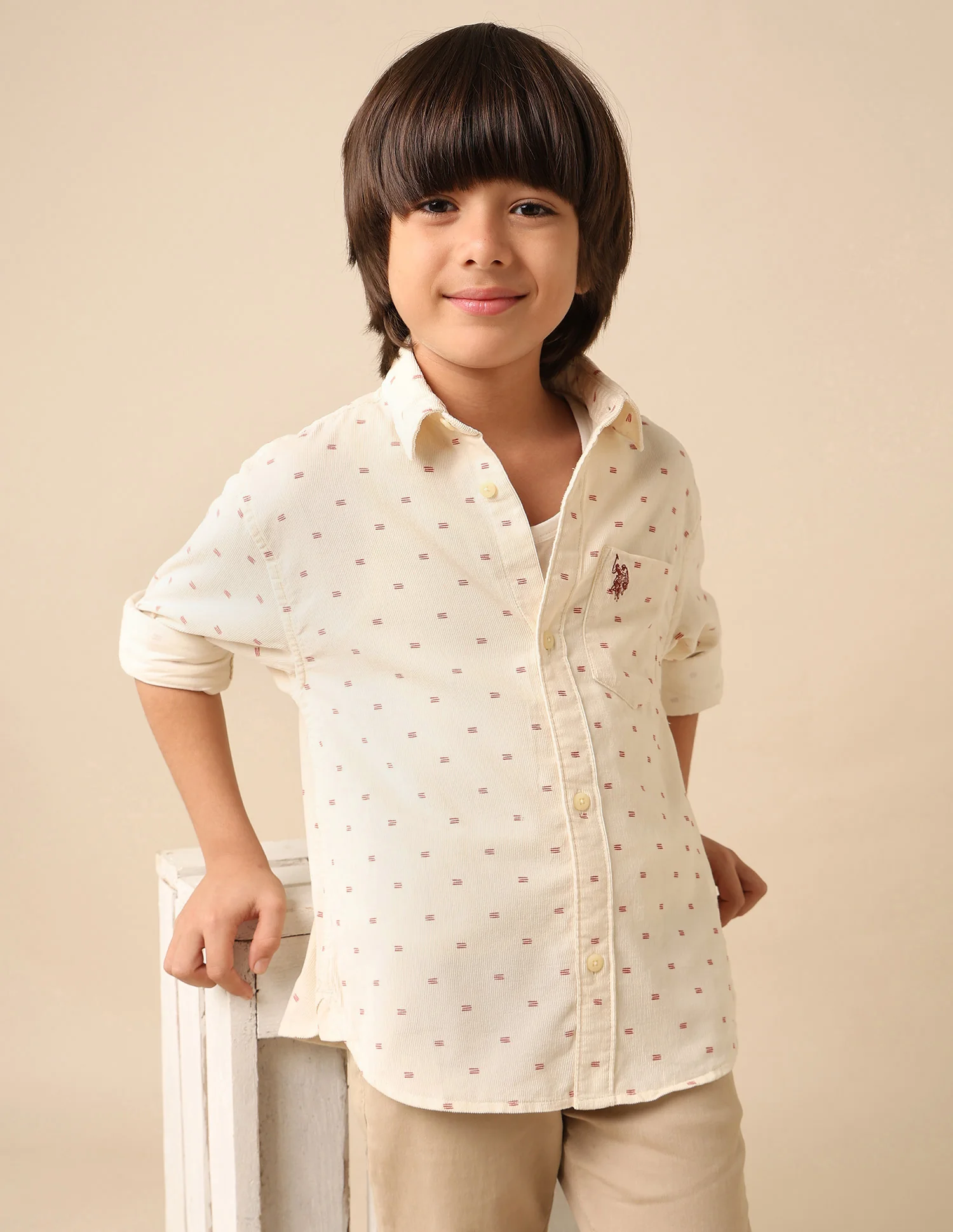 Boys Geometric Printed Pure Cotton Shirt