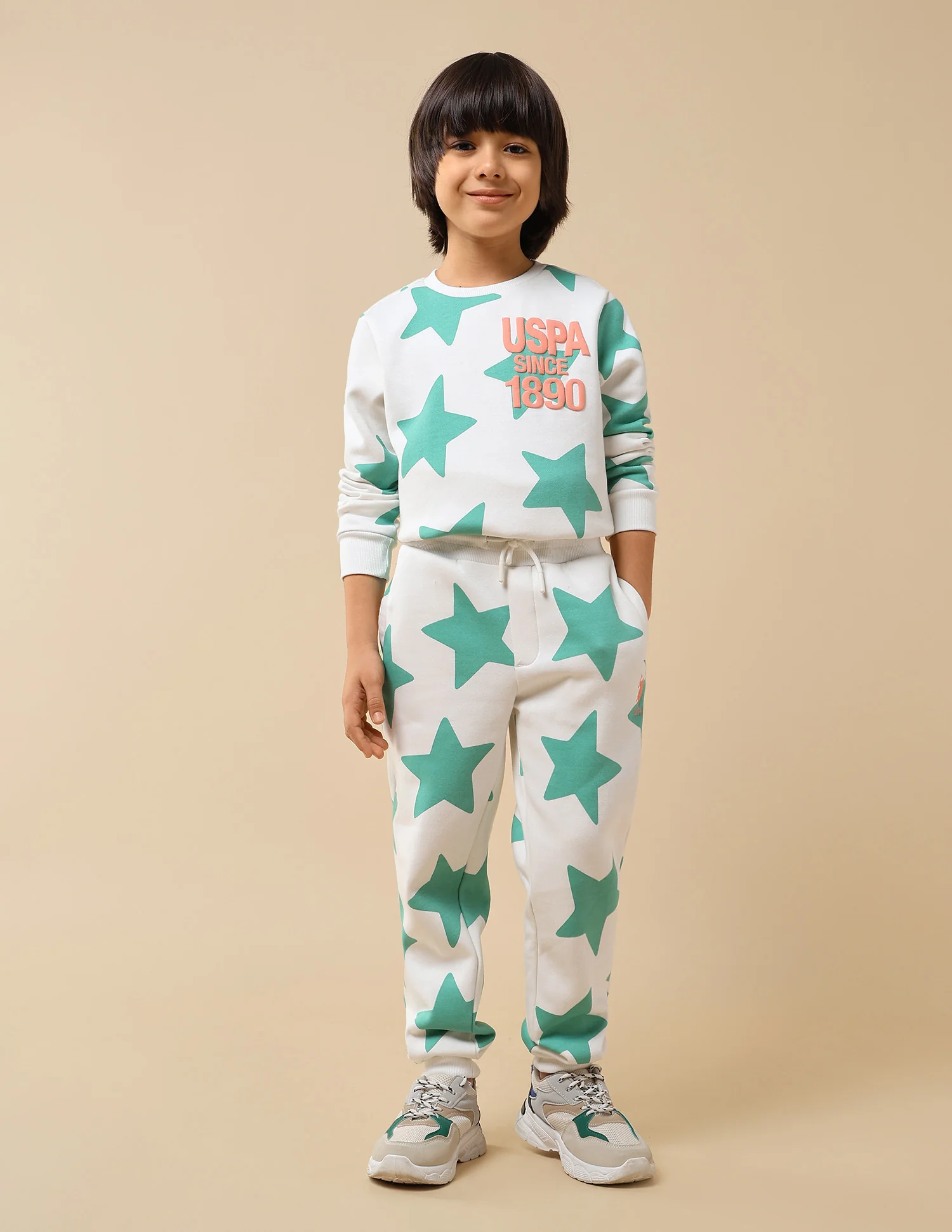 Boys Geometric Printed Regular Fit Joggers - Image 3