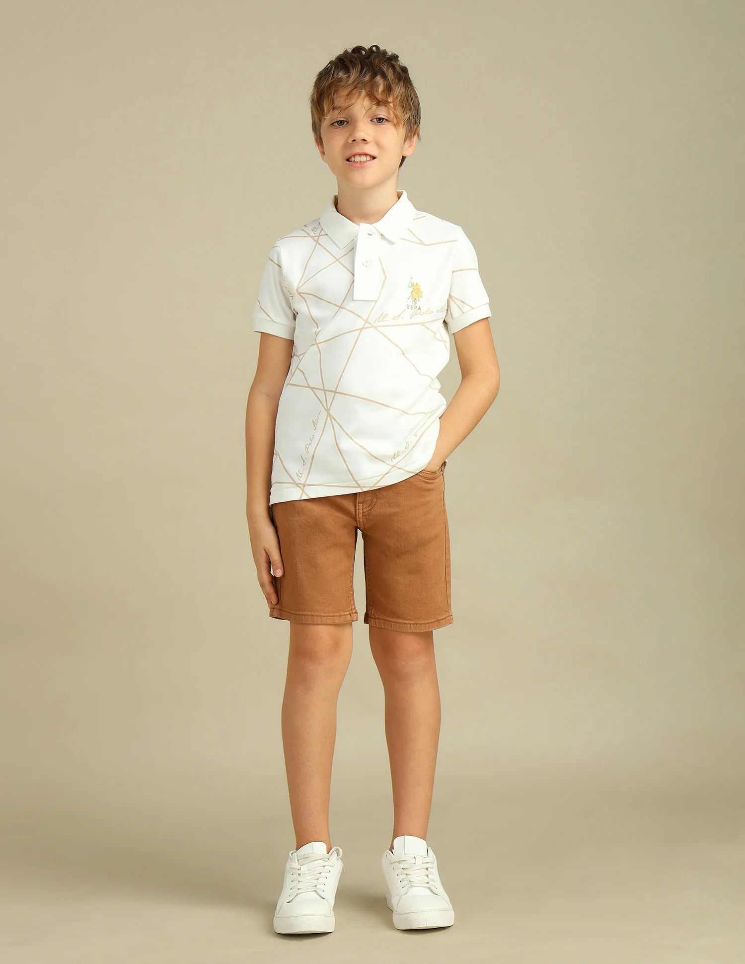 Boys Geometric Printed Regular Fit Polo Shirt - Image 3