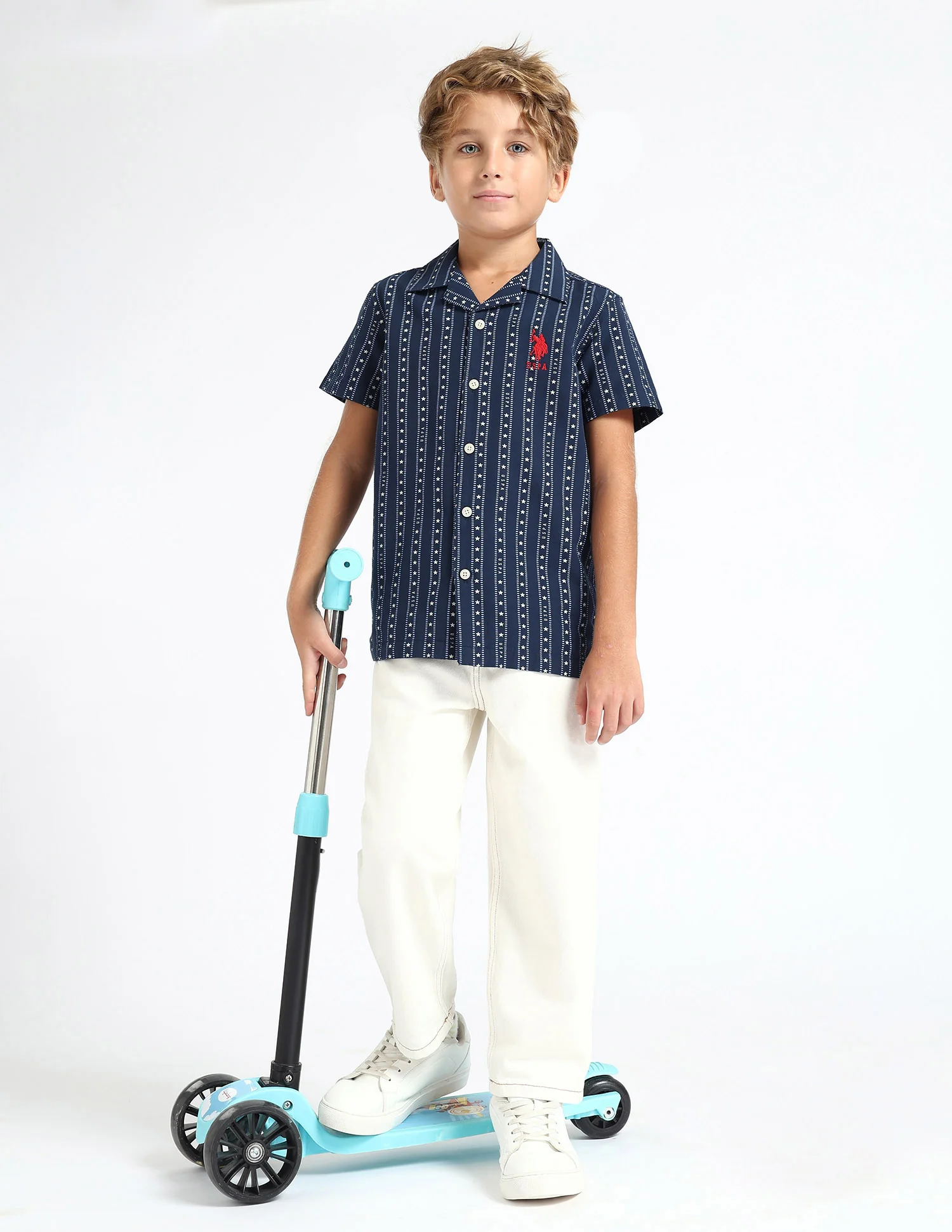 Boys Geometric Printed Relaxed Fit Shirt