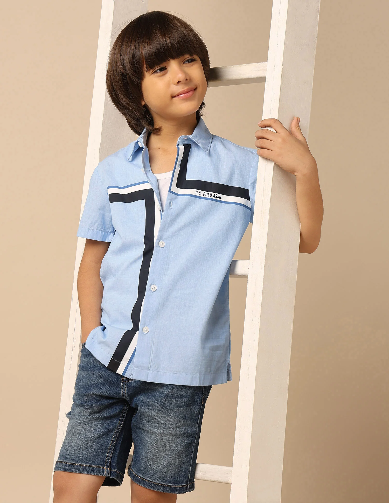 Boys Geometric Printed Twill Shirt