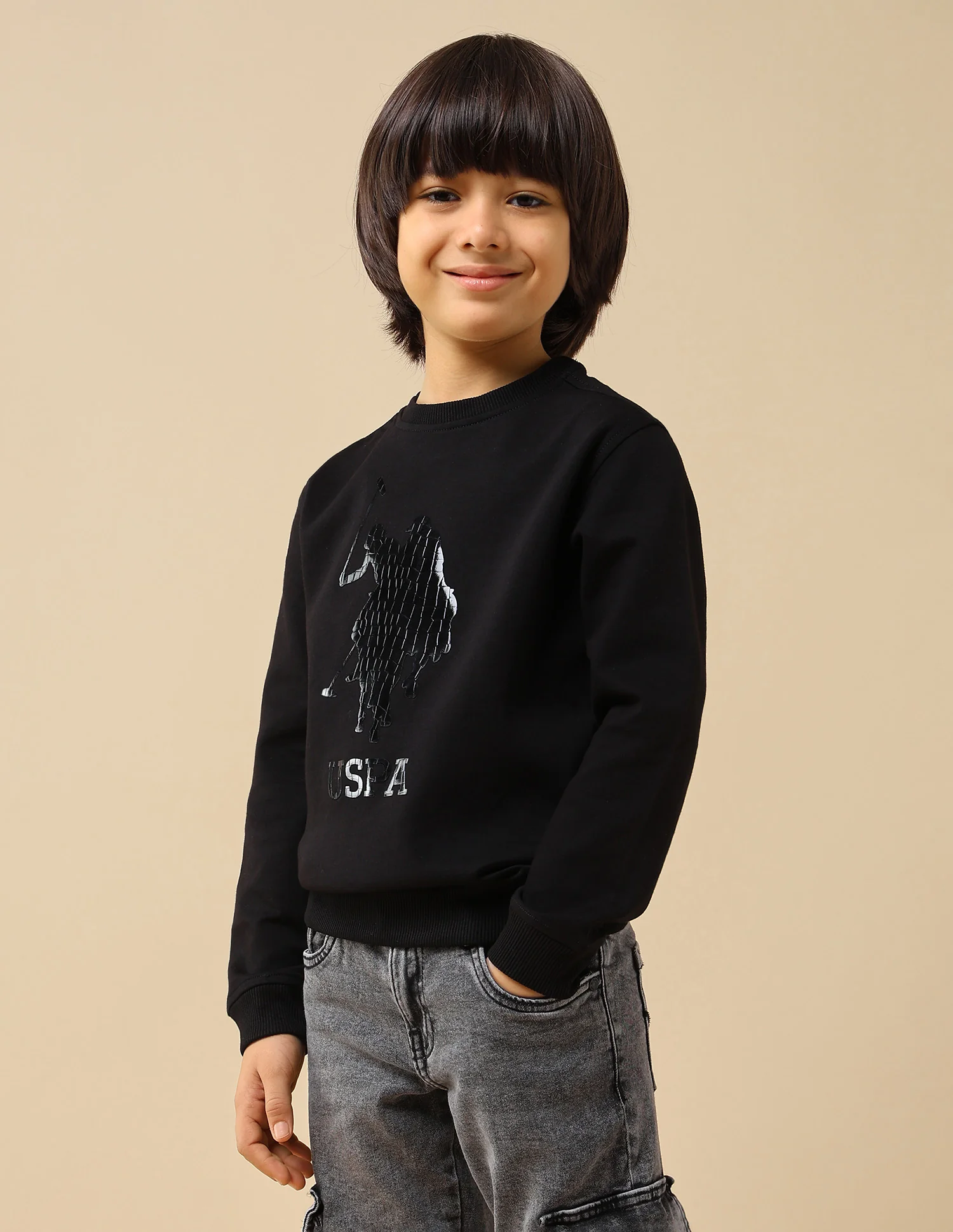 Boys Graphic Brand Embossed Regular Fit Sweatshirt - Image 4