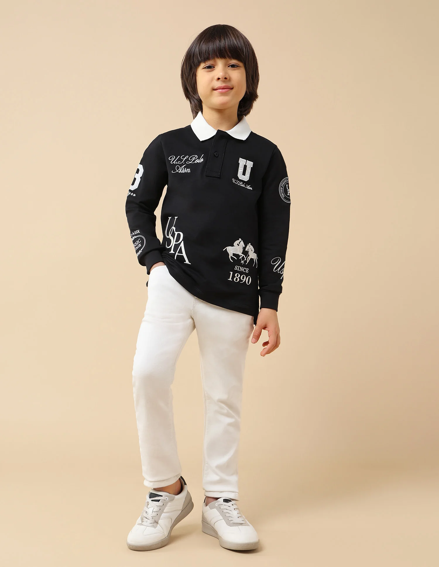 Boys Graphic Brand Embroidered Regular Fit Polo Shirt - Image 3