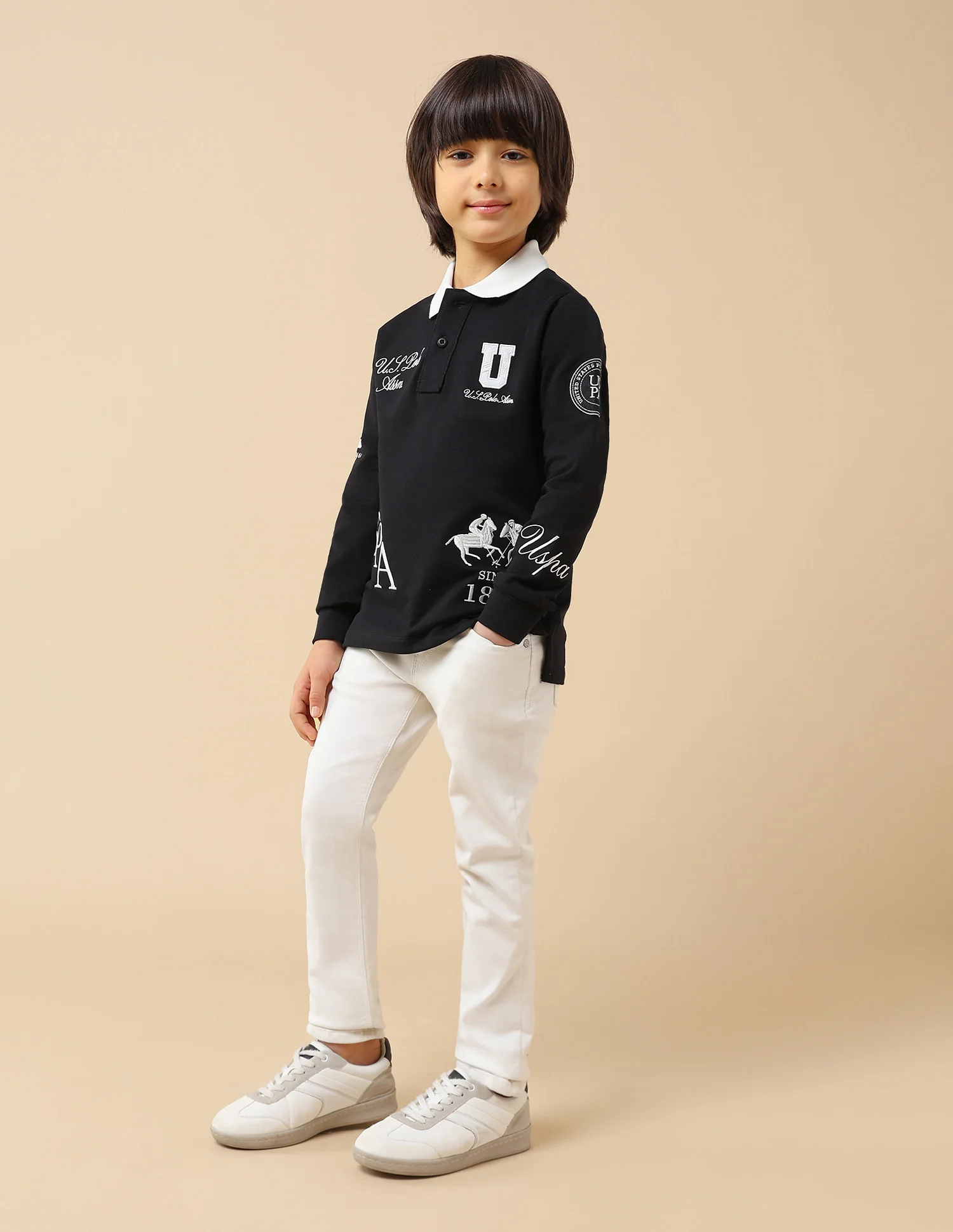 Boys Graphic Brand Embroidered Regular Fit Polo Shirt - Image 4