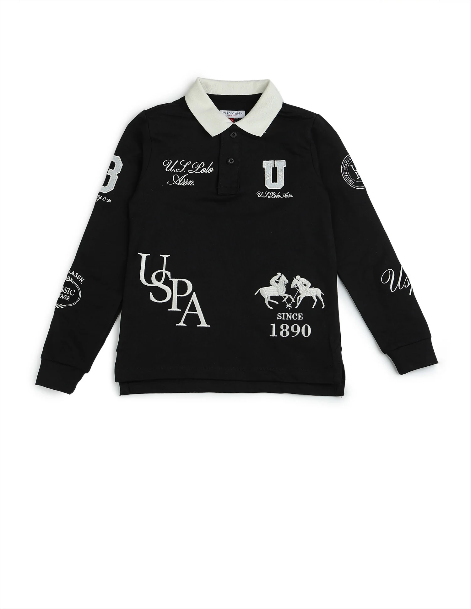 Boys Graphic Brand Embroidered Regular Fit Polo Shirt - Image 9