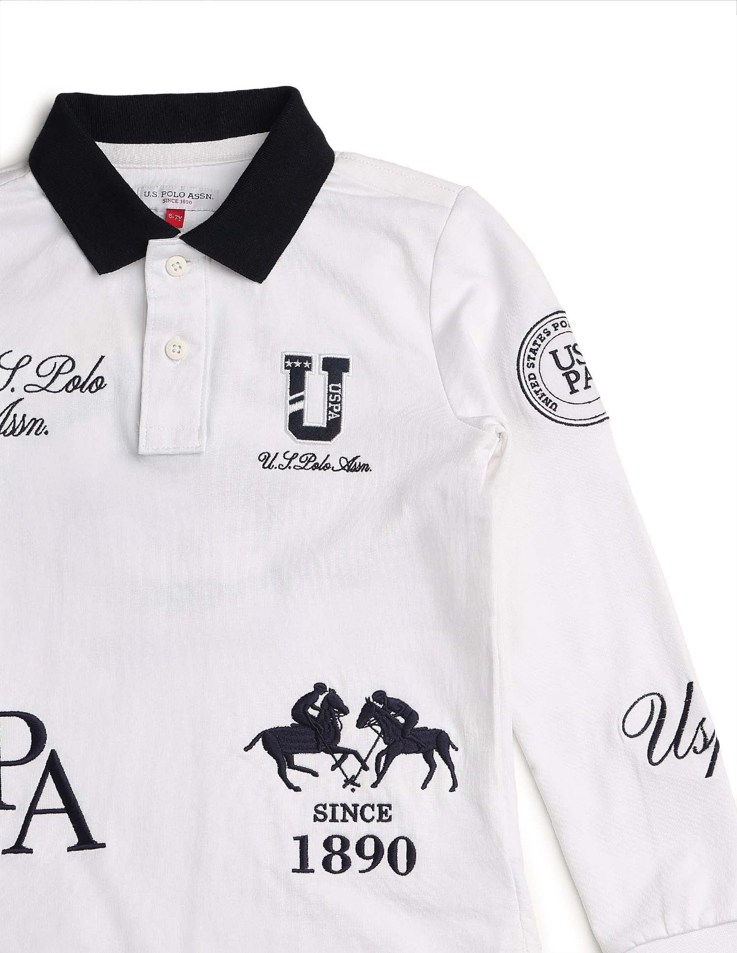 Boys Graphic Brand Embroidered Regular Fit Polo Shirt - Image 11