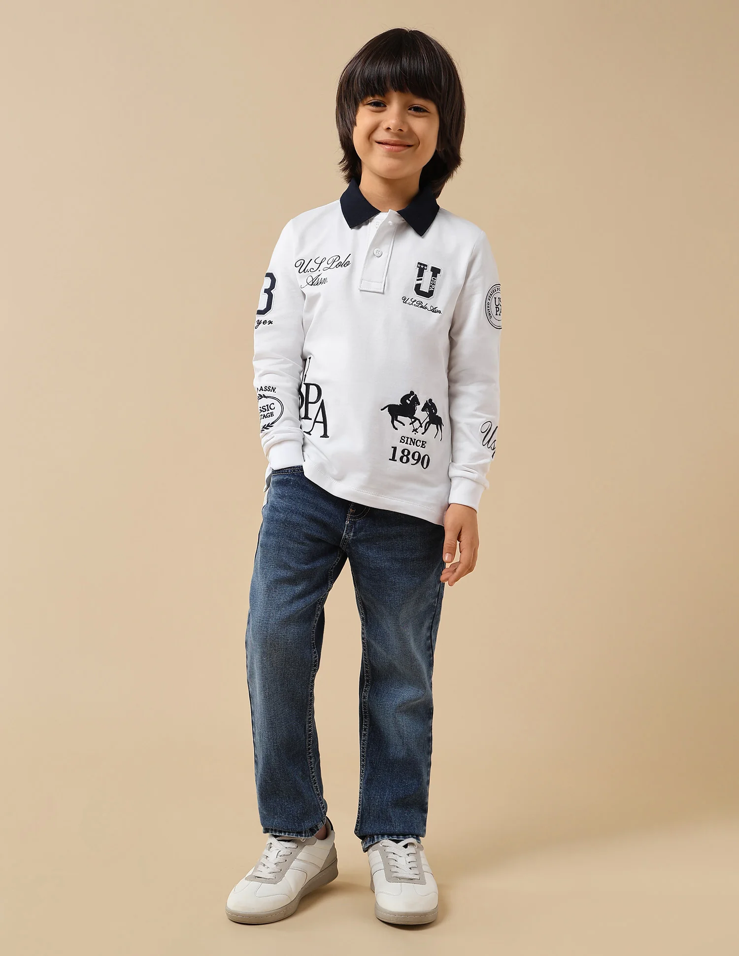 Boys Graphic Brand Embroidered Regular Fit Polo Shirt - Image 3