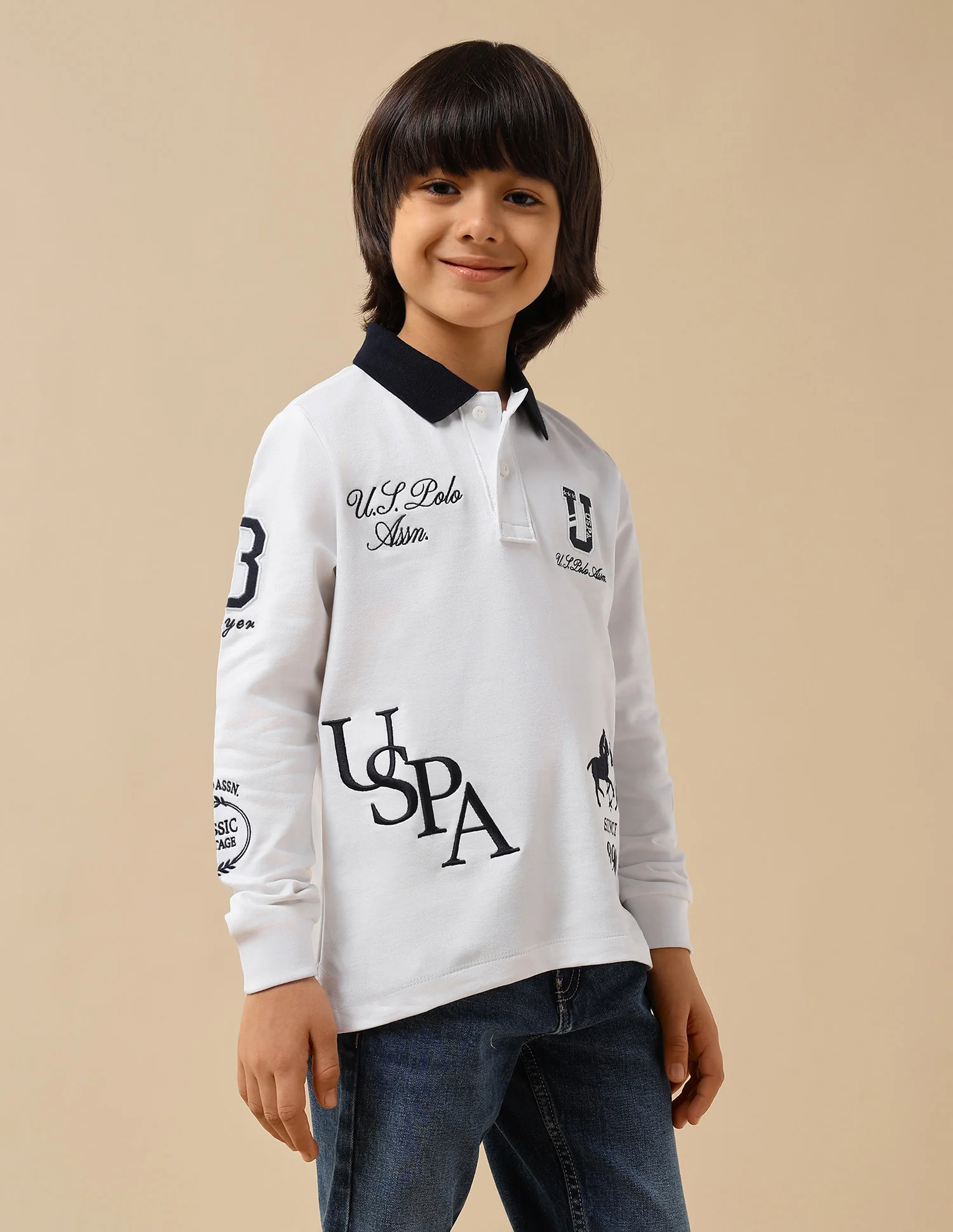 Boys Graphic Brand Embroidered Regular Fit Polo Shirt - Image 4