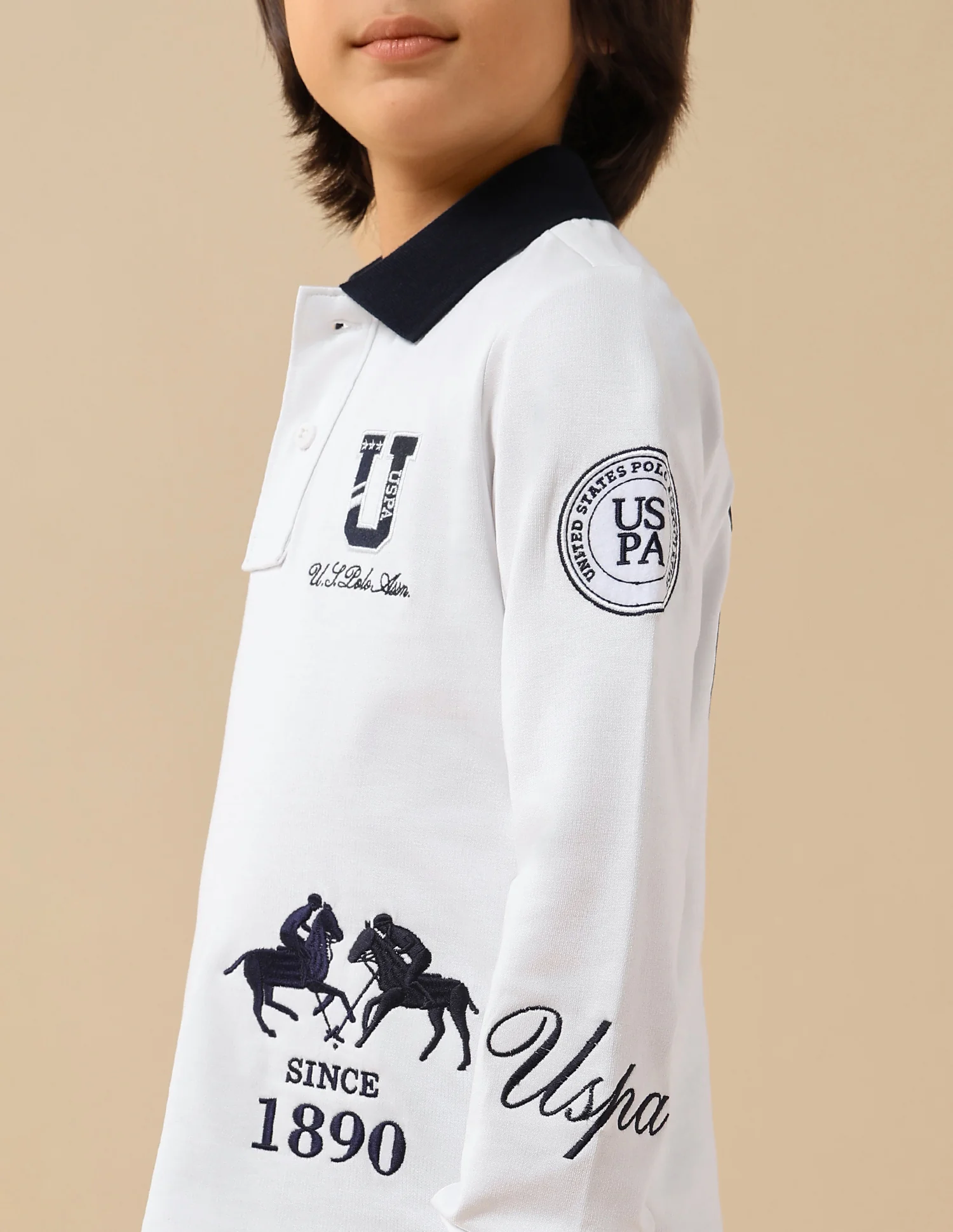 Boys Graphic Brand Embroidered Regular Fit Polo Shirt - Image 8