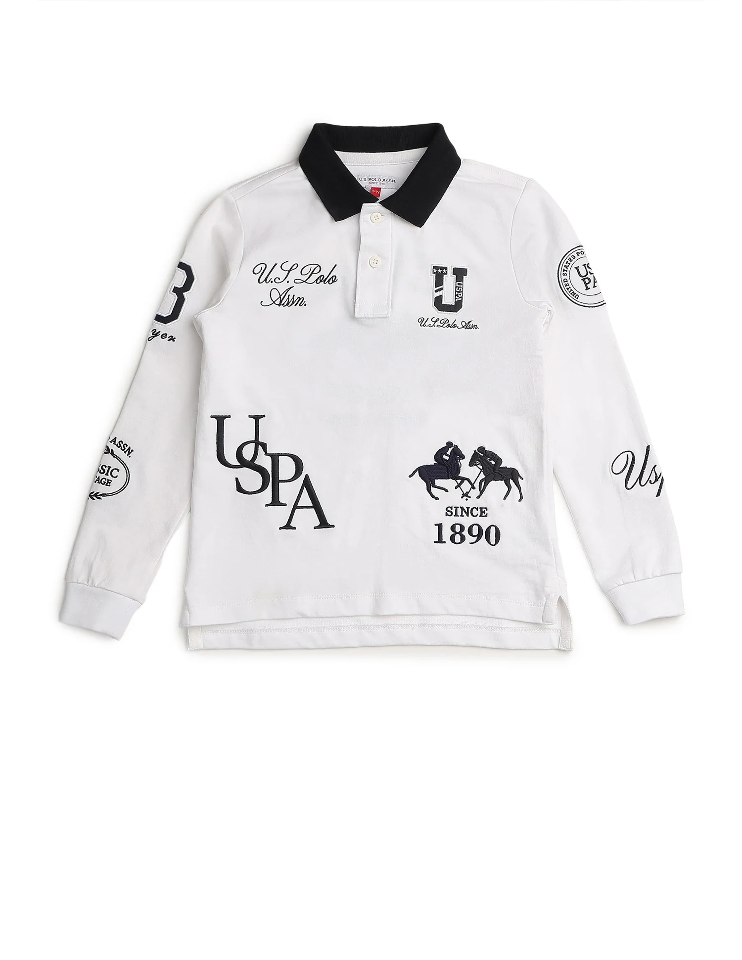 Boys Graphic Brand Embroidered Regular Fit Polo Shirt - Image 9