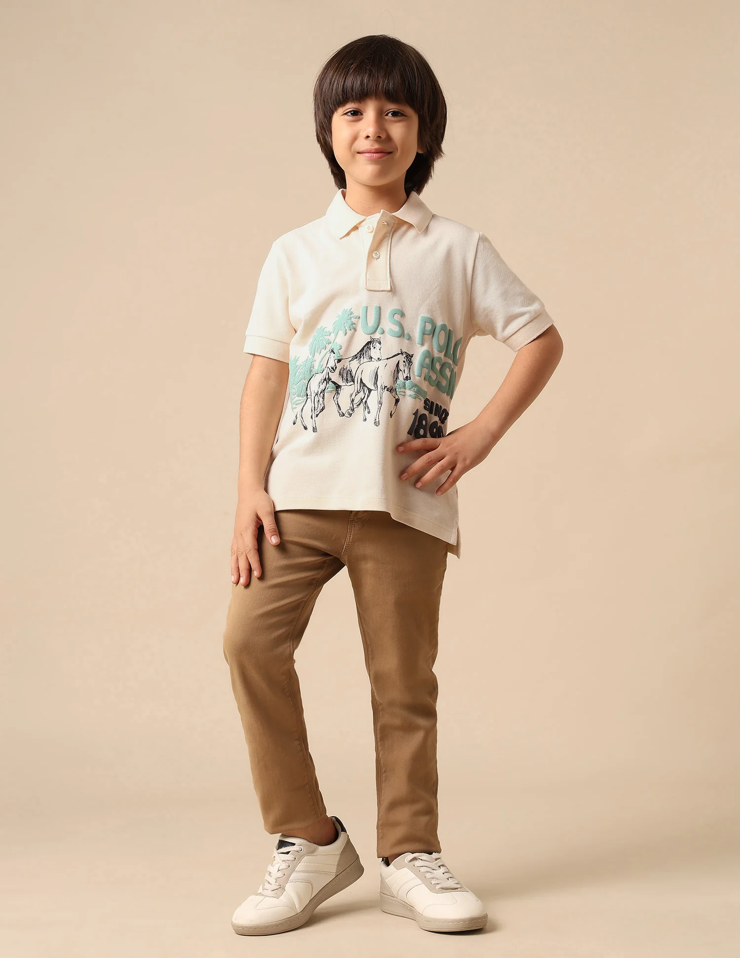 Boys Graphic Brand Printed Polo Shirt - Image 3