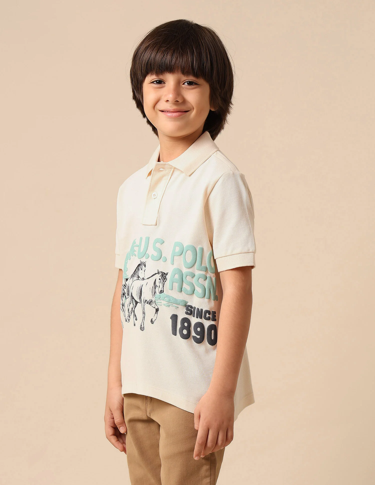 Boys Graphic Brand Printed Polo Shirt - Image 4